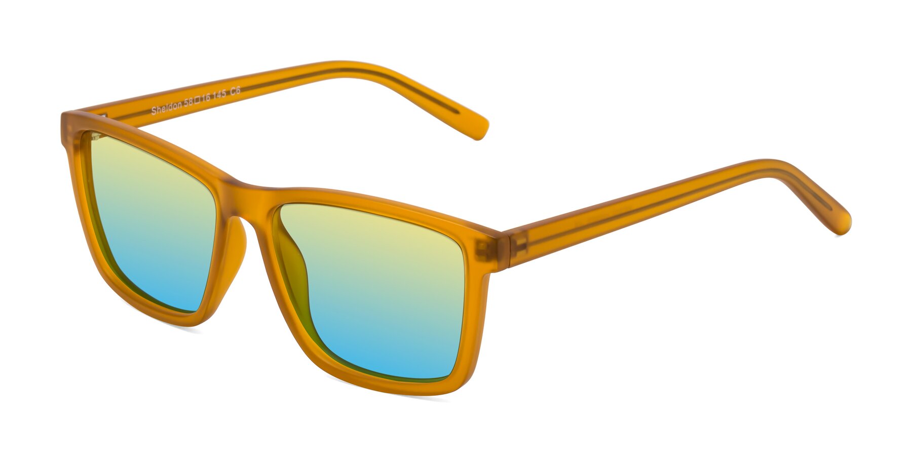 Angle of Sheldon in Pumpkin with Yellow / Blue Gradient Lenses