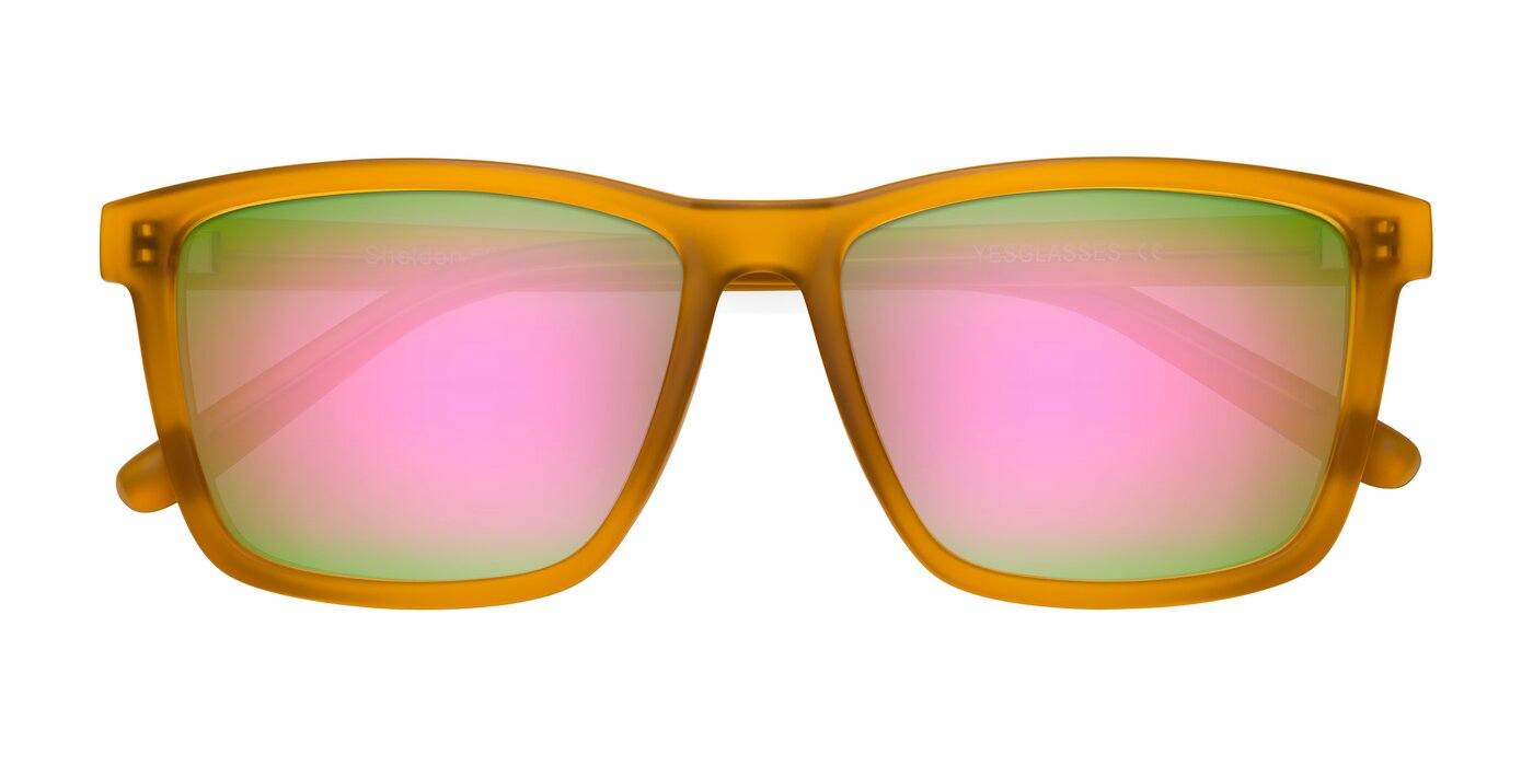 Sheldon - Pumpkin Flash Mirrored Sunglasses