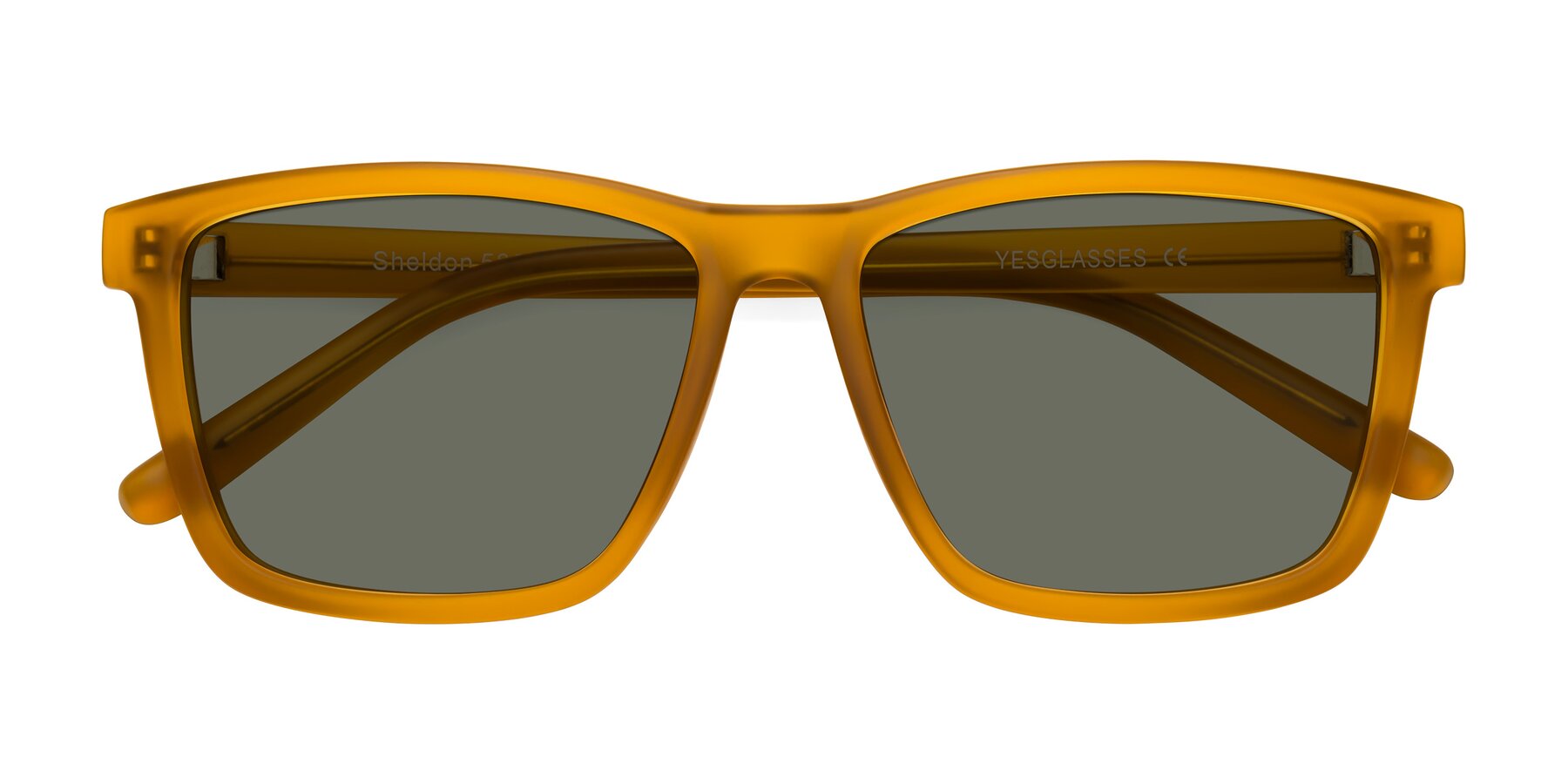 Folded Front of Sheldon in Pumpkin with Gray Polarized Lenses