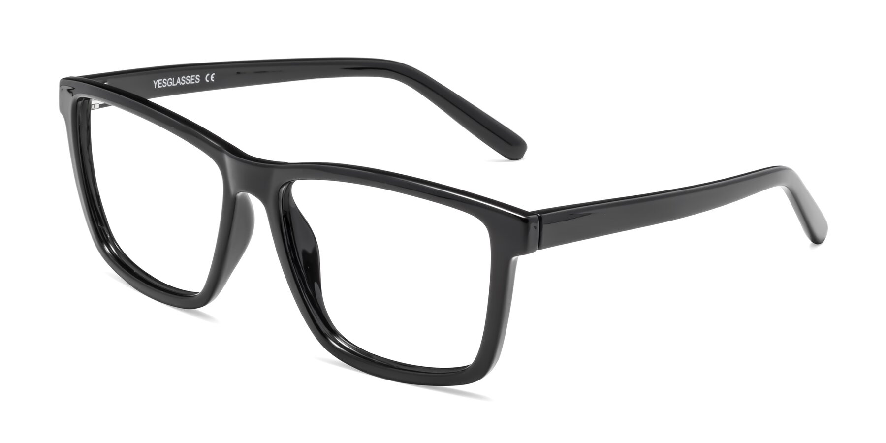 Angle of Sheldon in Black with Clear Blue Light Blocking Lenses