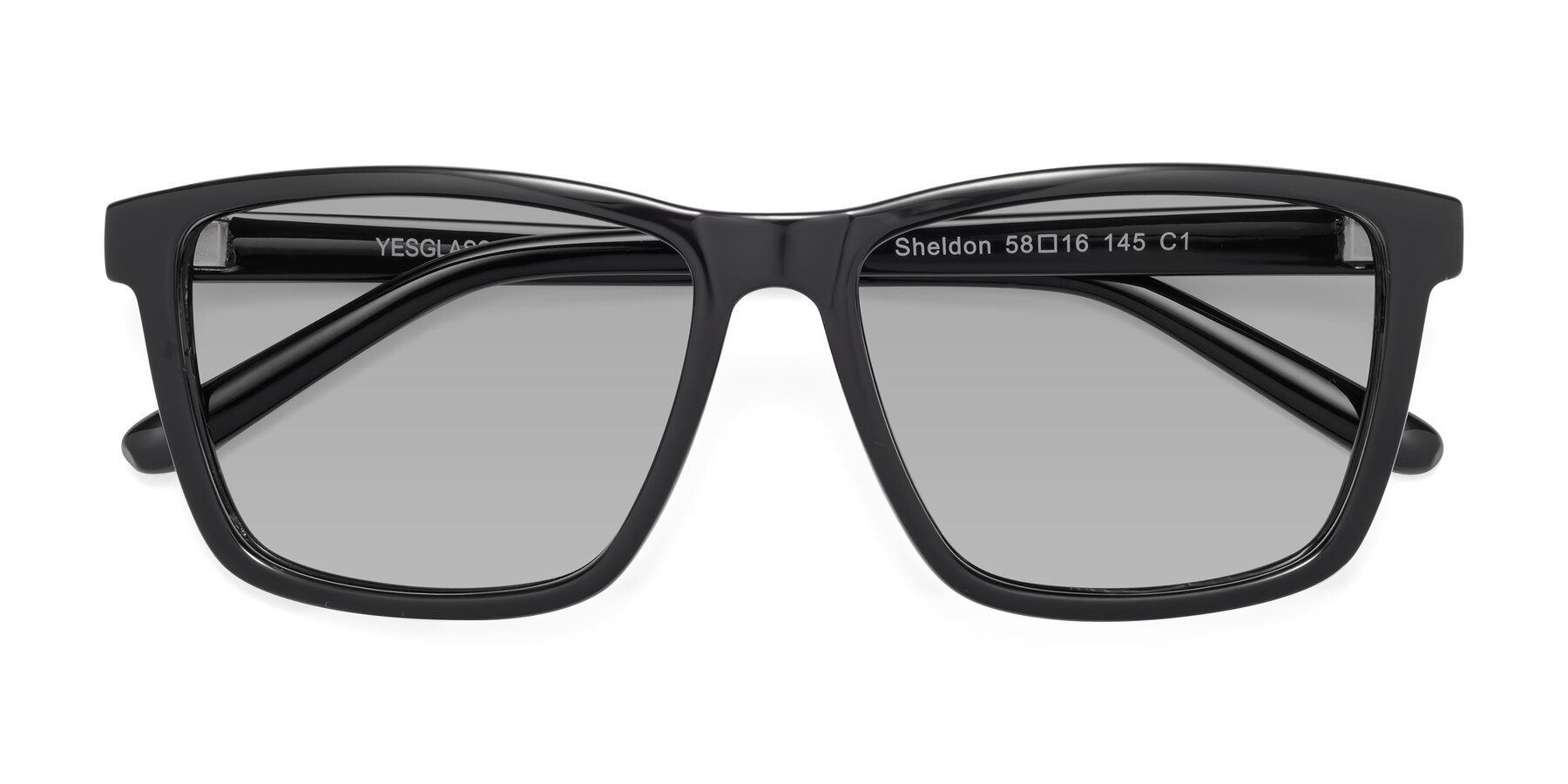 Folded Front of Sheldon in Black with Light Gray Tinted Lenses