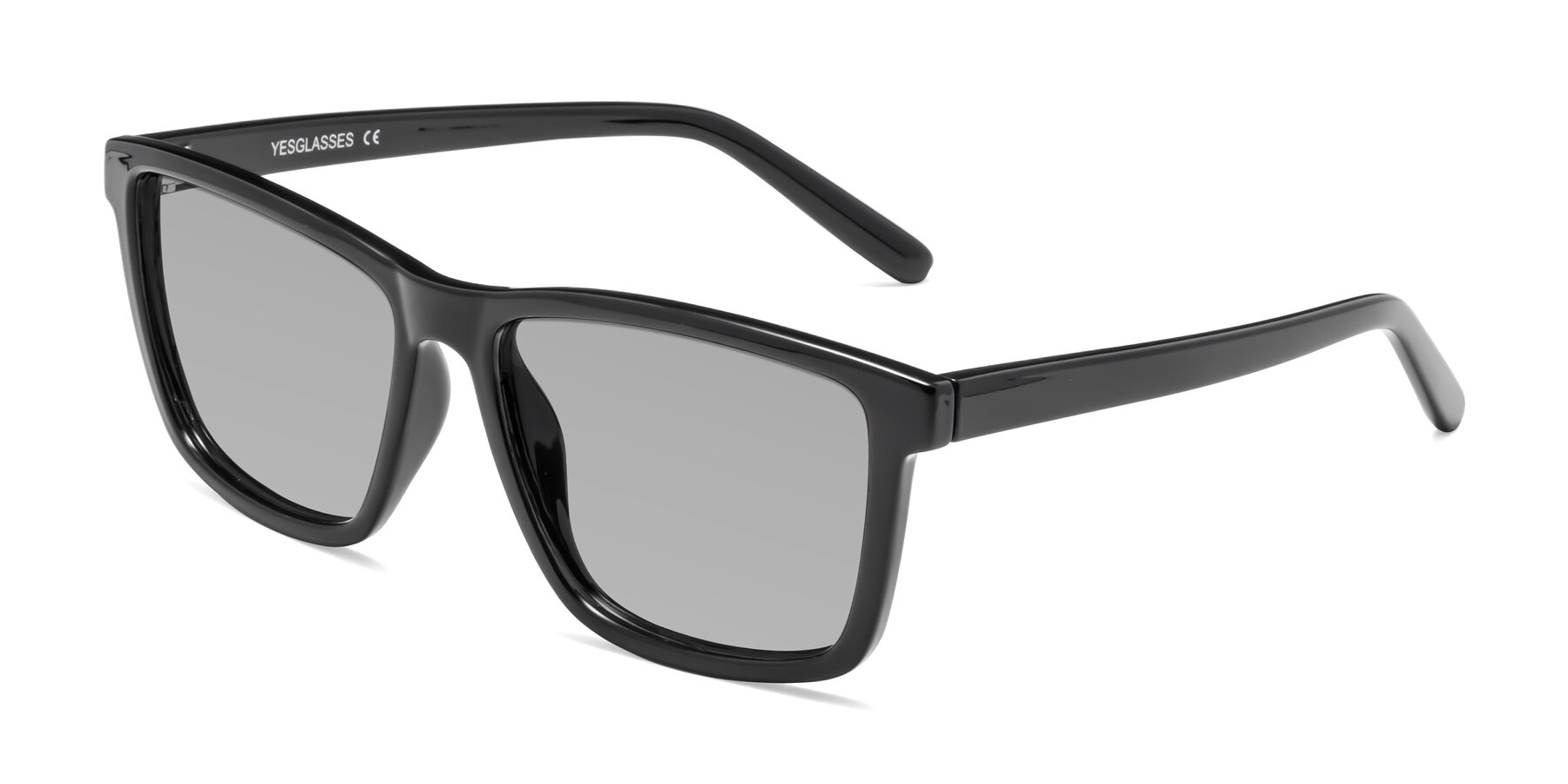 Angle of Sheldon in Black with Light Gray Tinted Lenses