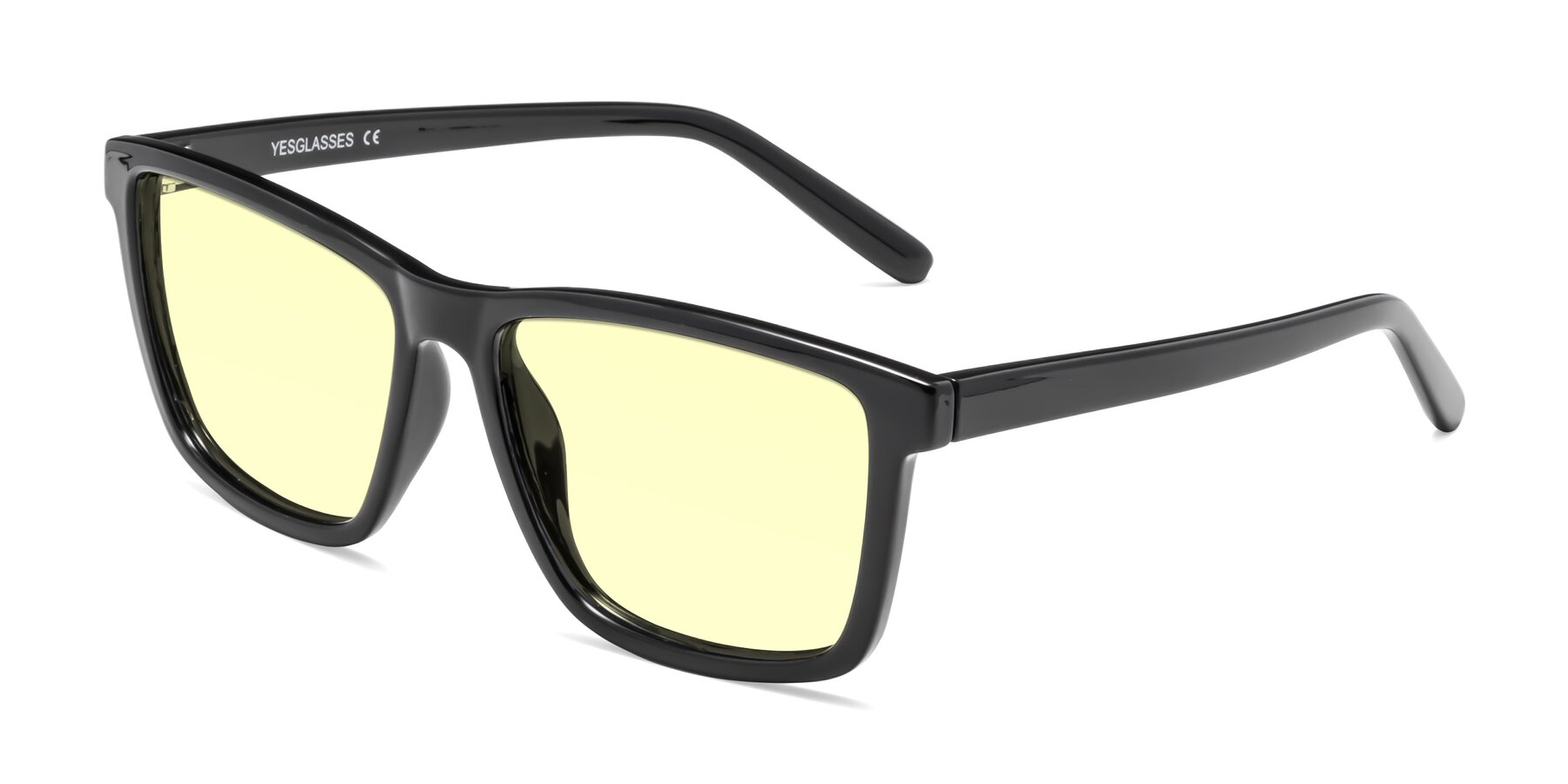 Angle of Sheldon in Black with Light Yellow Tinted Lenses