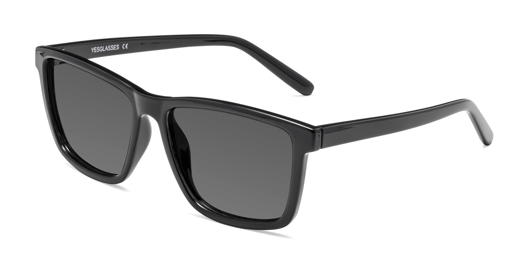 Angle of Sheldon in Black with Medium Gray Tinted Lenses