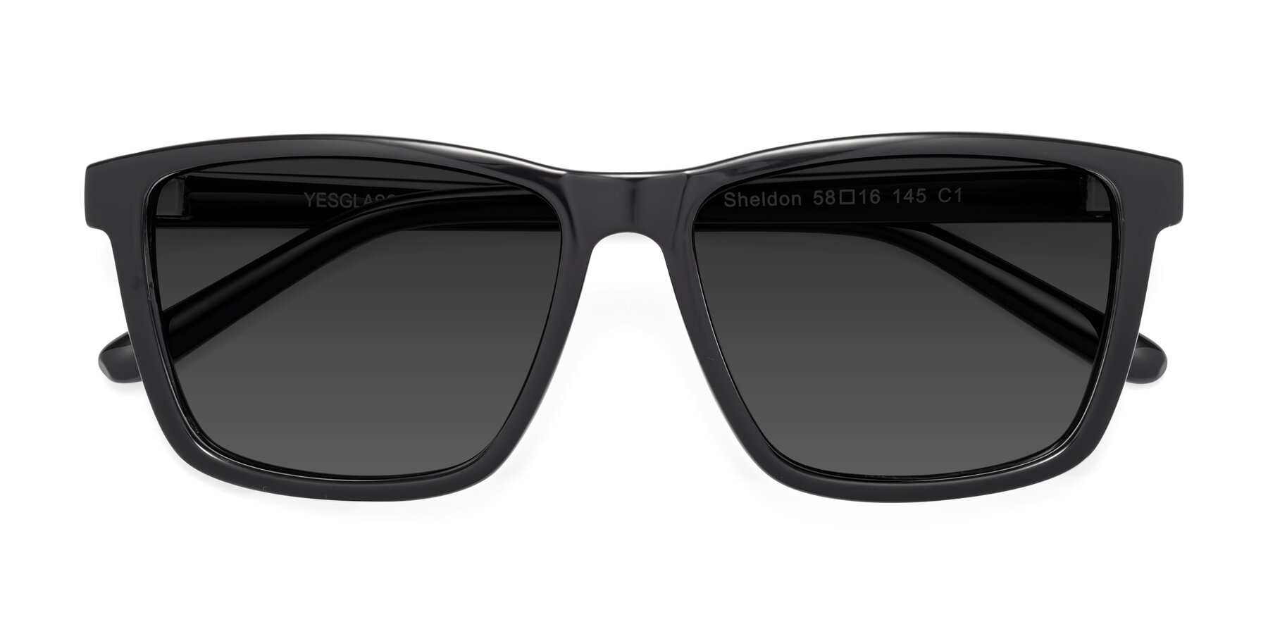 Folded Front of Sheldon in Black with Gray Tinted Lenses