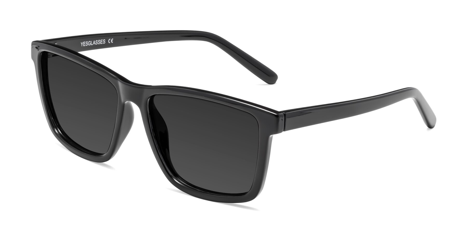 Angle of Sheldon in Black with Gray Tinted Lenses