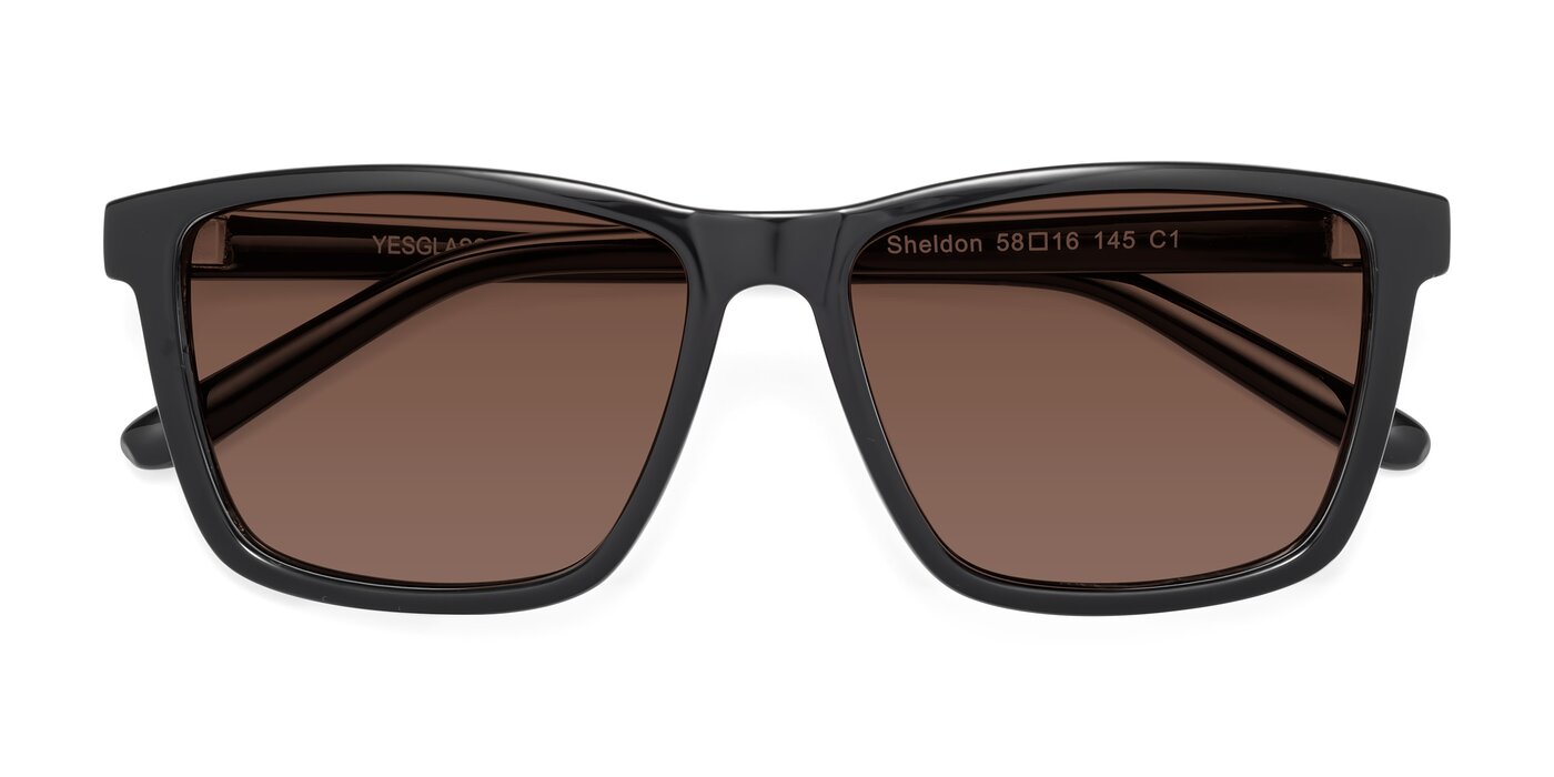 Black Oversized Grandpa Square Tinted Sunglasses with Brown Sunwear ...