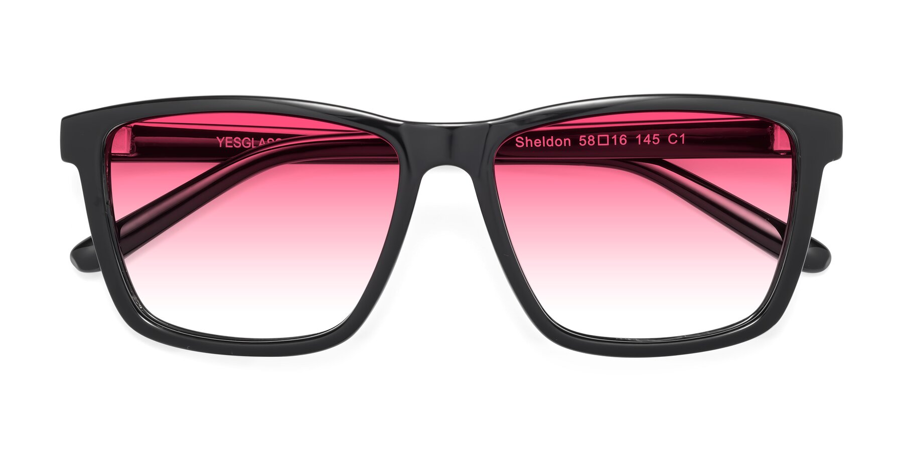 Folded Front of Sheldon in Black with Pink Gradient Lenses