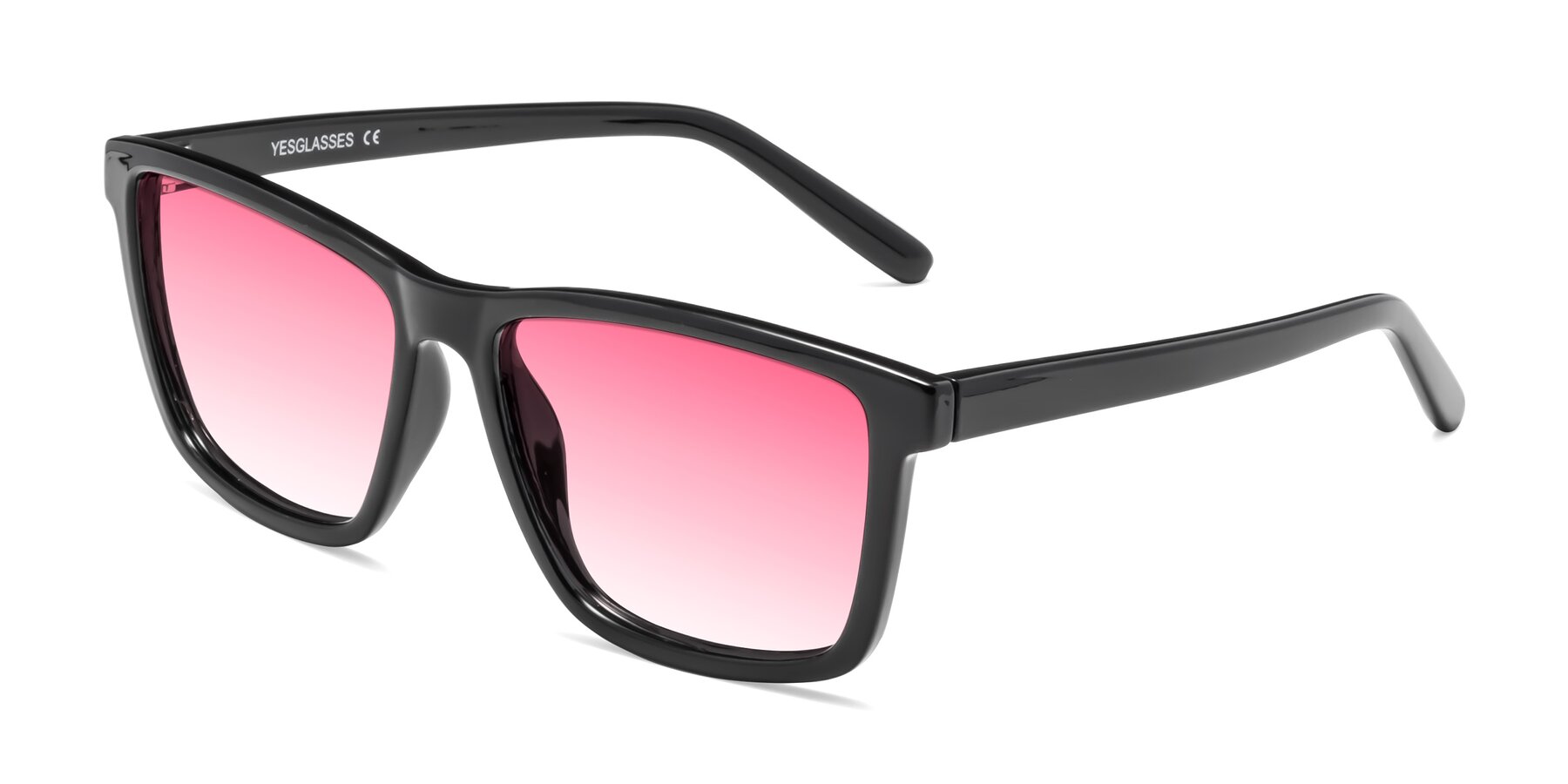 Angle of Sheldon in Black with Pink Gradient Lenses
