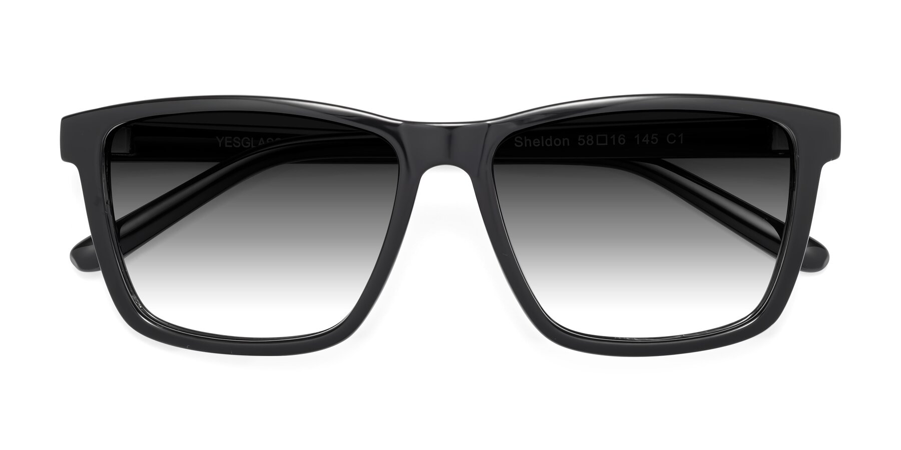 Folded Front of Sheldon in Black with Gray Gradient Lenses
