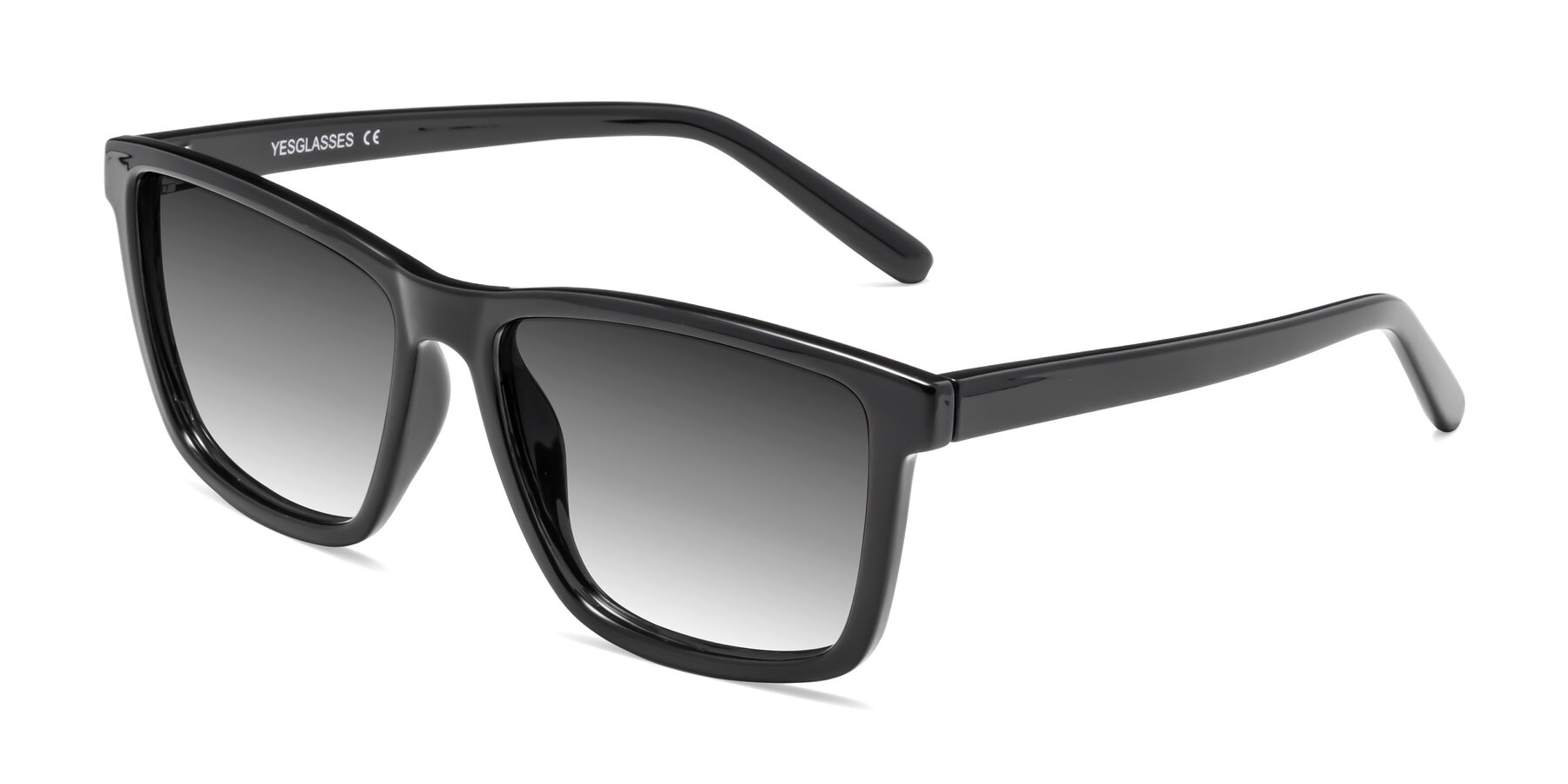 Angle of Sheldon in Black with Gray Gradient Lenses