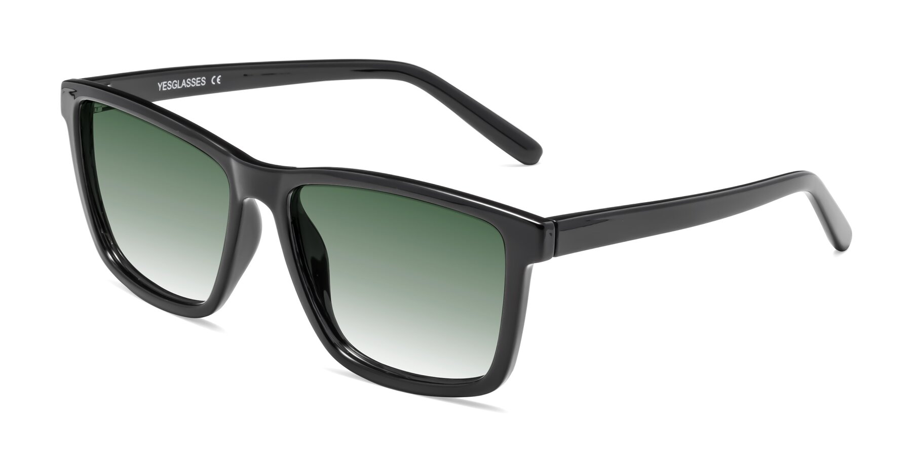 Angle of Sheldon in Black with Green Gradient Lenses