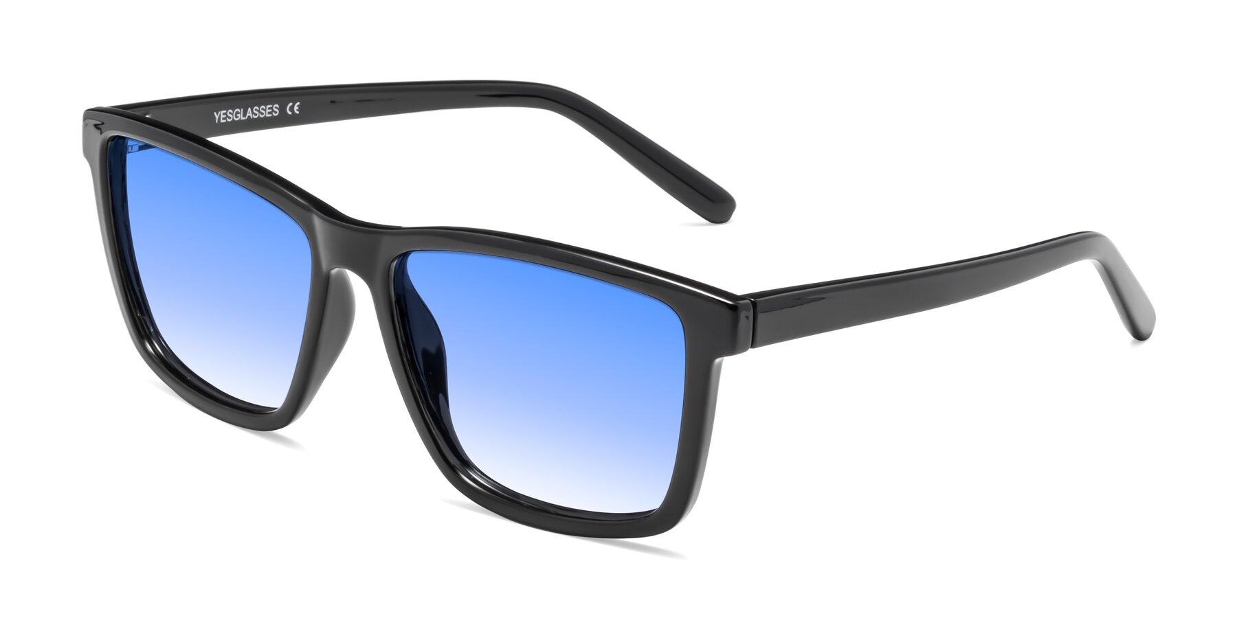 Angle of Sheldon in Black with Blue Gradient Lenses