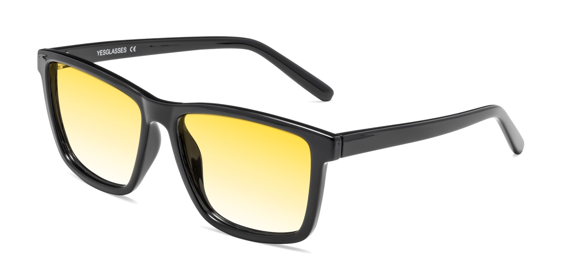 Angle of Sheldon in Black with Yellow Gradient Lenses