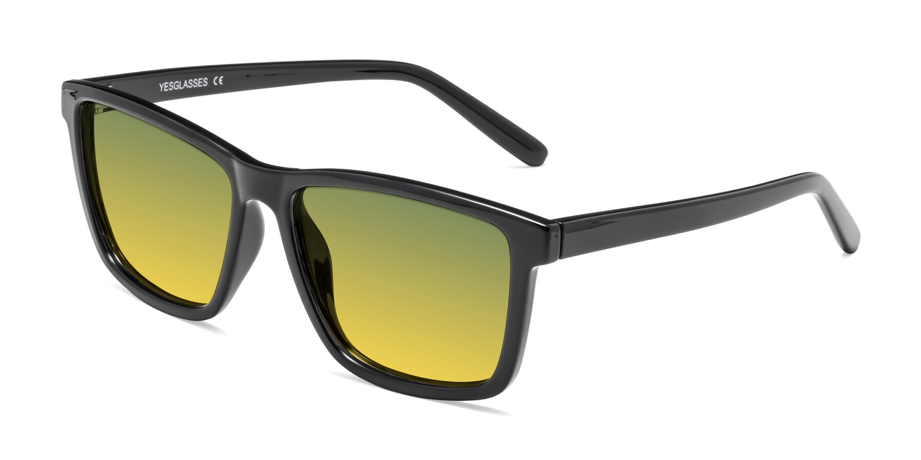 Angle of Sheldon in Black with Green / Yellow Gradient Lenses