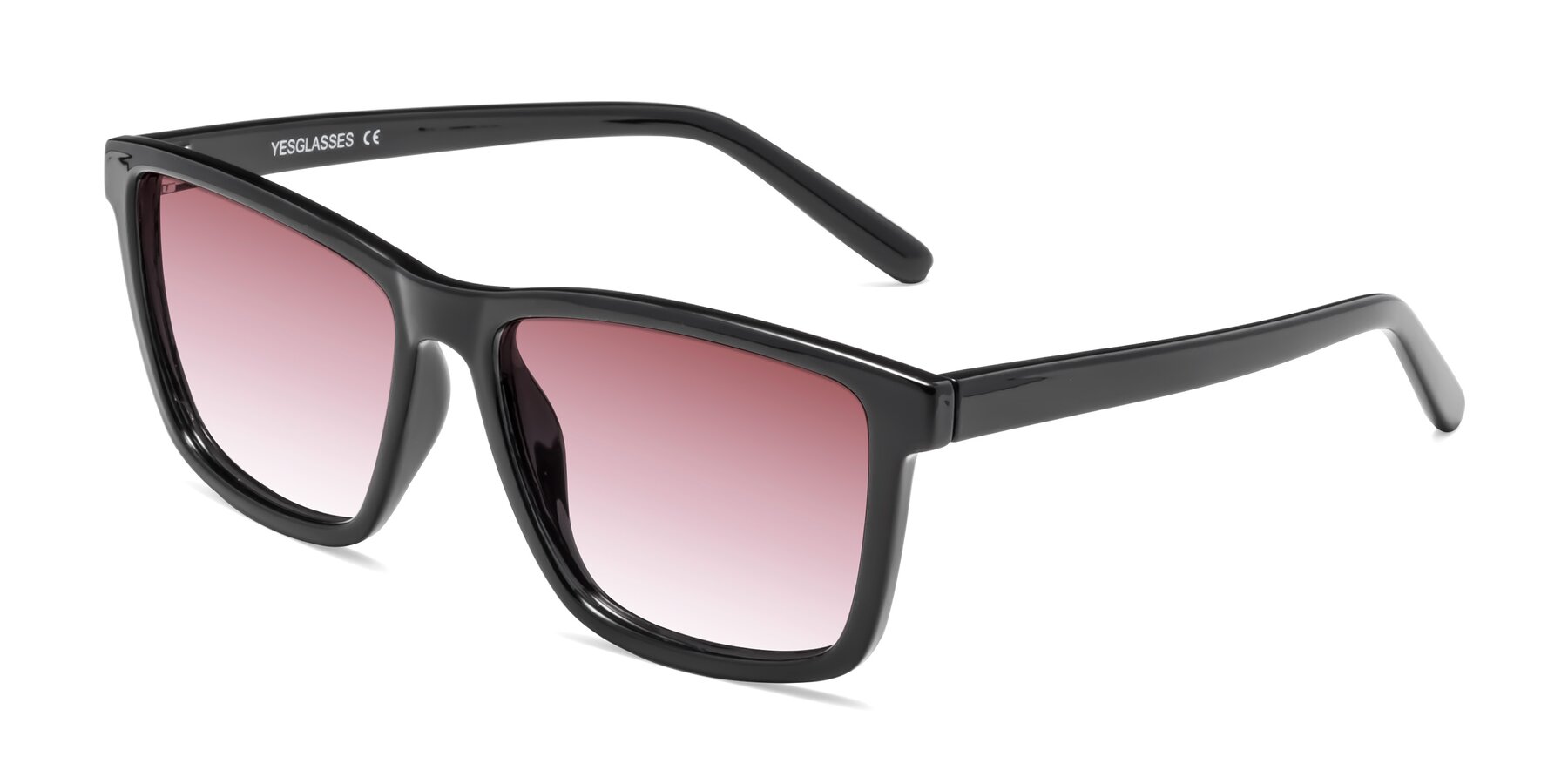 Angle of Sheldon in Black with Garnet Gradient Lenses