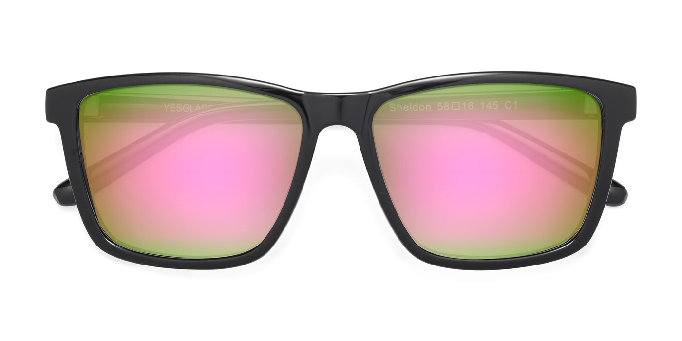 Sheldon - Black Flash Mirrored Sunglasses