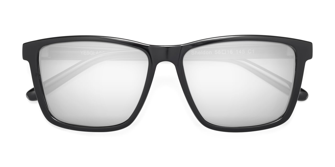 Sheldon - Black Flash Mirrored Sunglasses