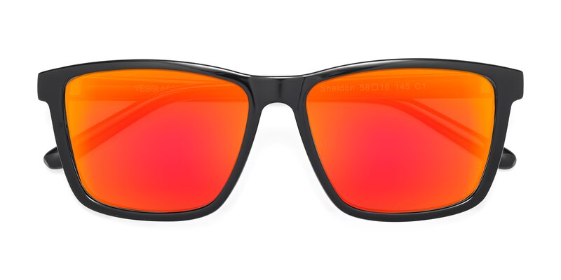 Sheldon - Black Flash Mirrored Sunglasses