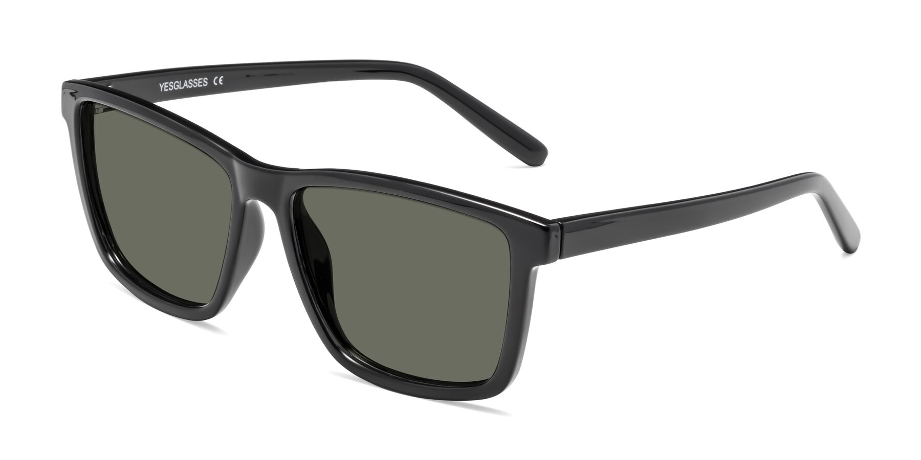 Angle of Sheldon in Black with Gray Polarized Lenses