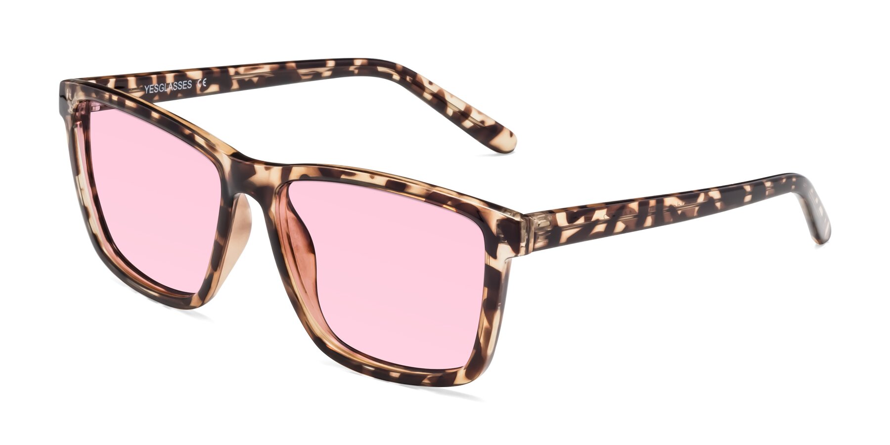 Angle of Sheldon in Tortoise with Light Pink Tinted Lenses