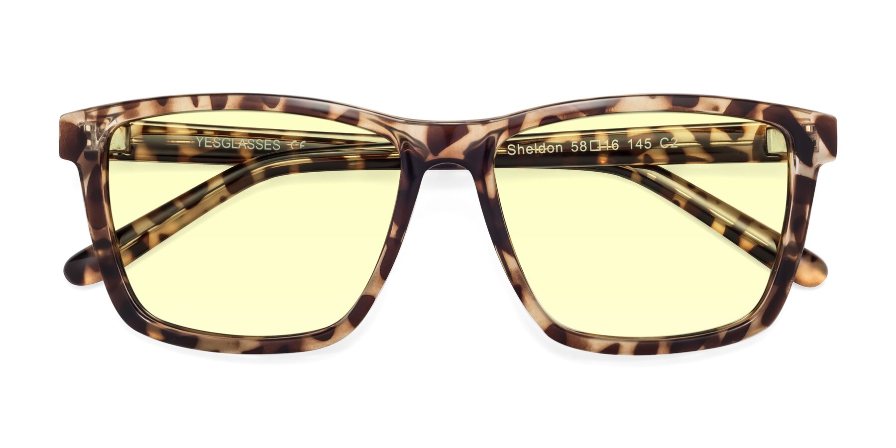 Folded Front of Sheldon in Tortoise with Light Yellow Tinted Lenses