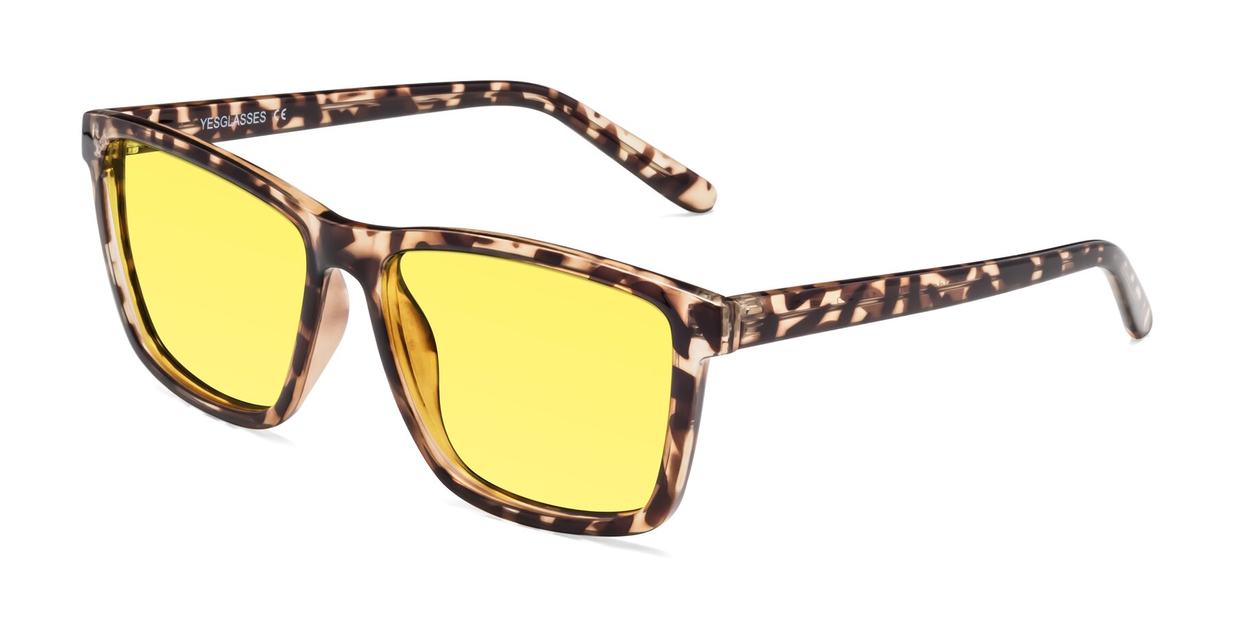 Angle of Sheldon in Tortoise with Medium Yellow Tinted Lenses