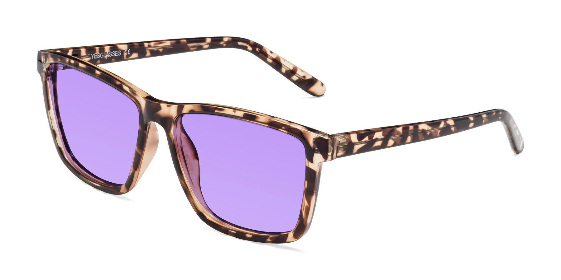 Angle of Sheldon in Tortoise with Medium Purple Tinted Lenses