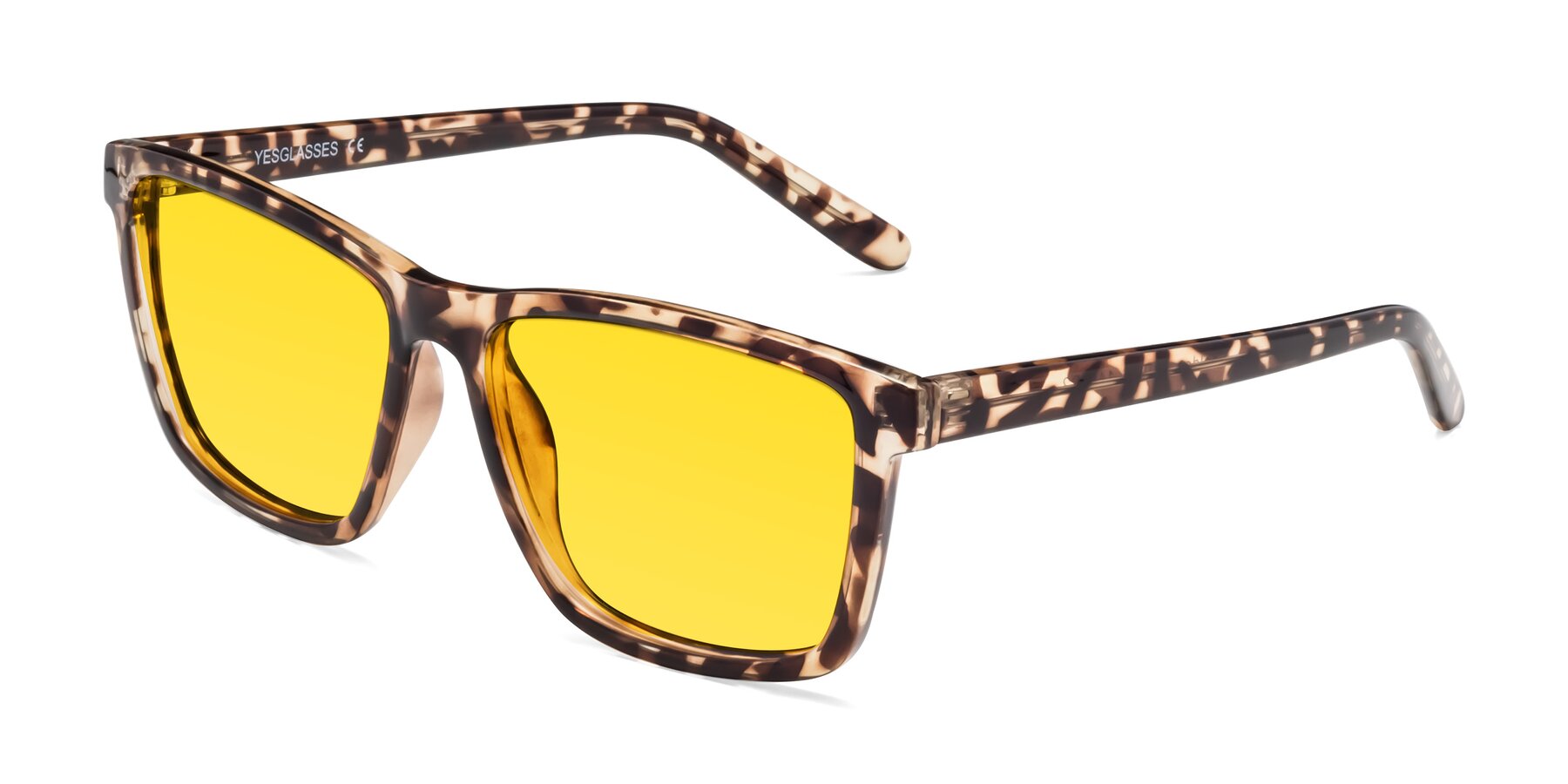 Angle of Sheldon in Tortoise with Yellow Tinted Lenses