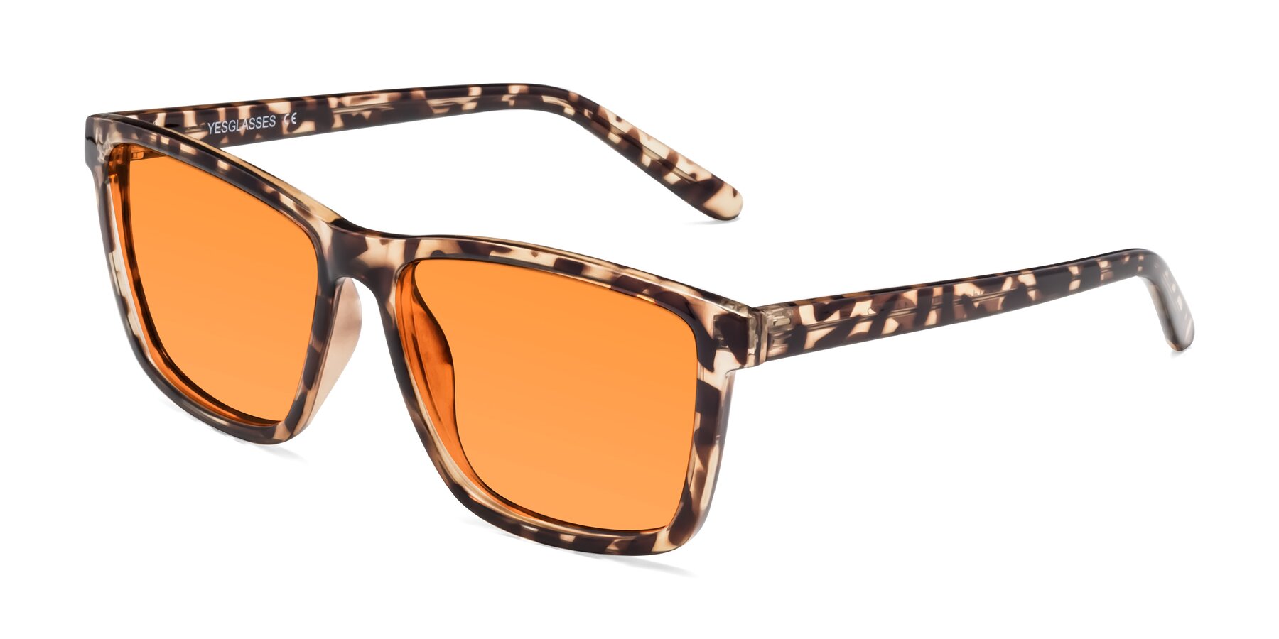 Angle of Sheldon in Tortoise with Orange Tinted Lenses