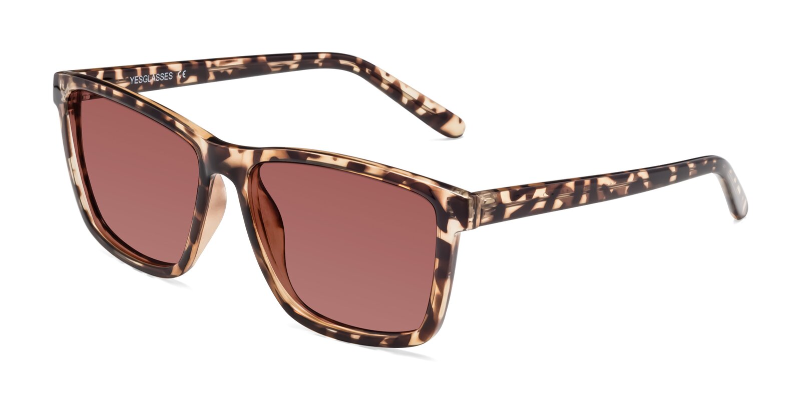 Tortoise Oversized Grandpa Square Tinted Sunglasses with Garnet Sunwear ...