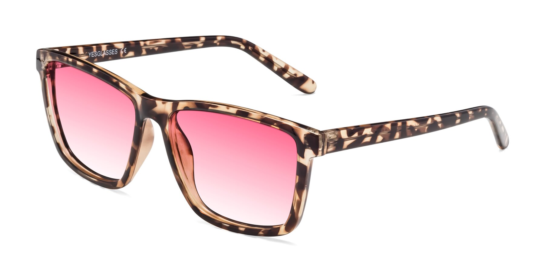 Angle of Sheldon in Tortoise with Pink Gradient Lenses
