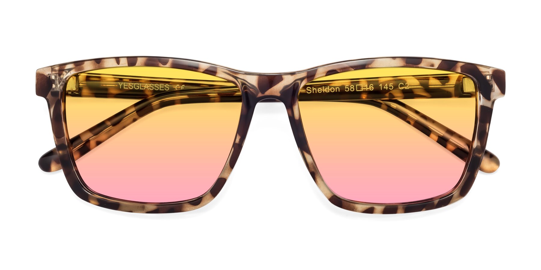 Folded Front of Sheldon in Tortoise with Yellow / Pink Gradient Lenses