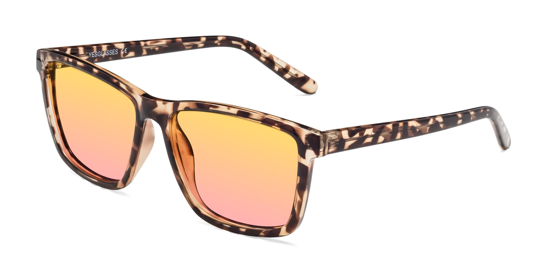 Angle of Sheldon in Tortoise with Yellow / Pink Gradient Lenses