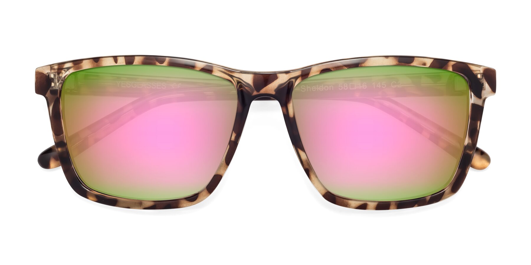 Folded Front of Sheldon in Tortoise with Pink Mirrored Lenses