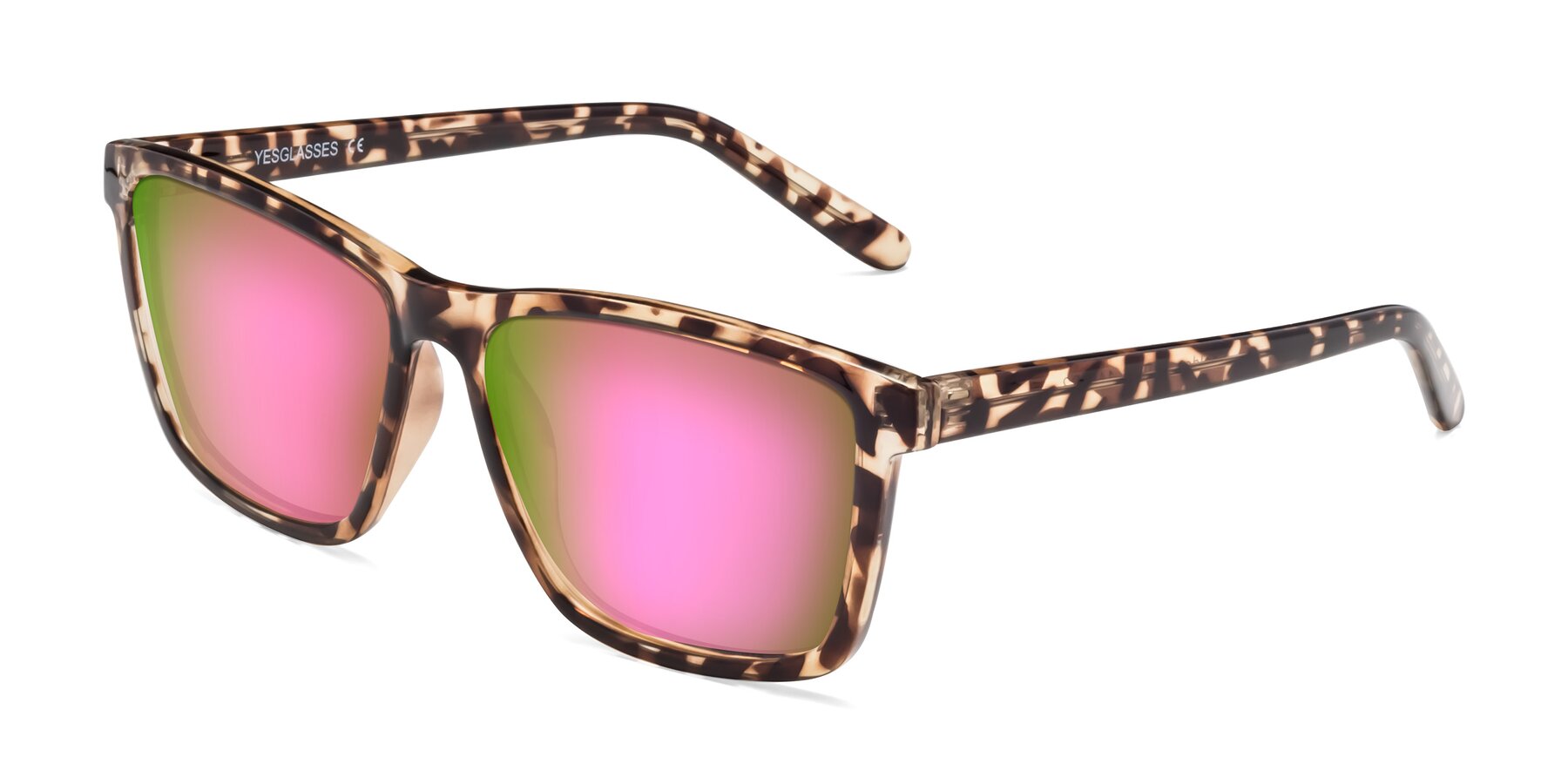 Angle of Sheldon in Tortoise with Pink Mirrored Lenses