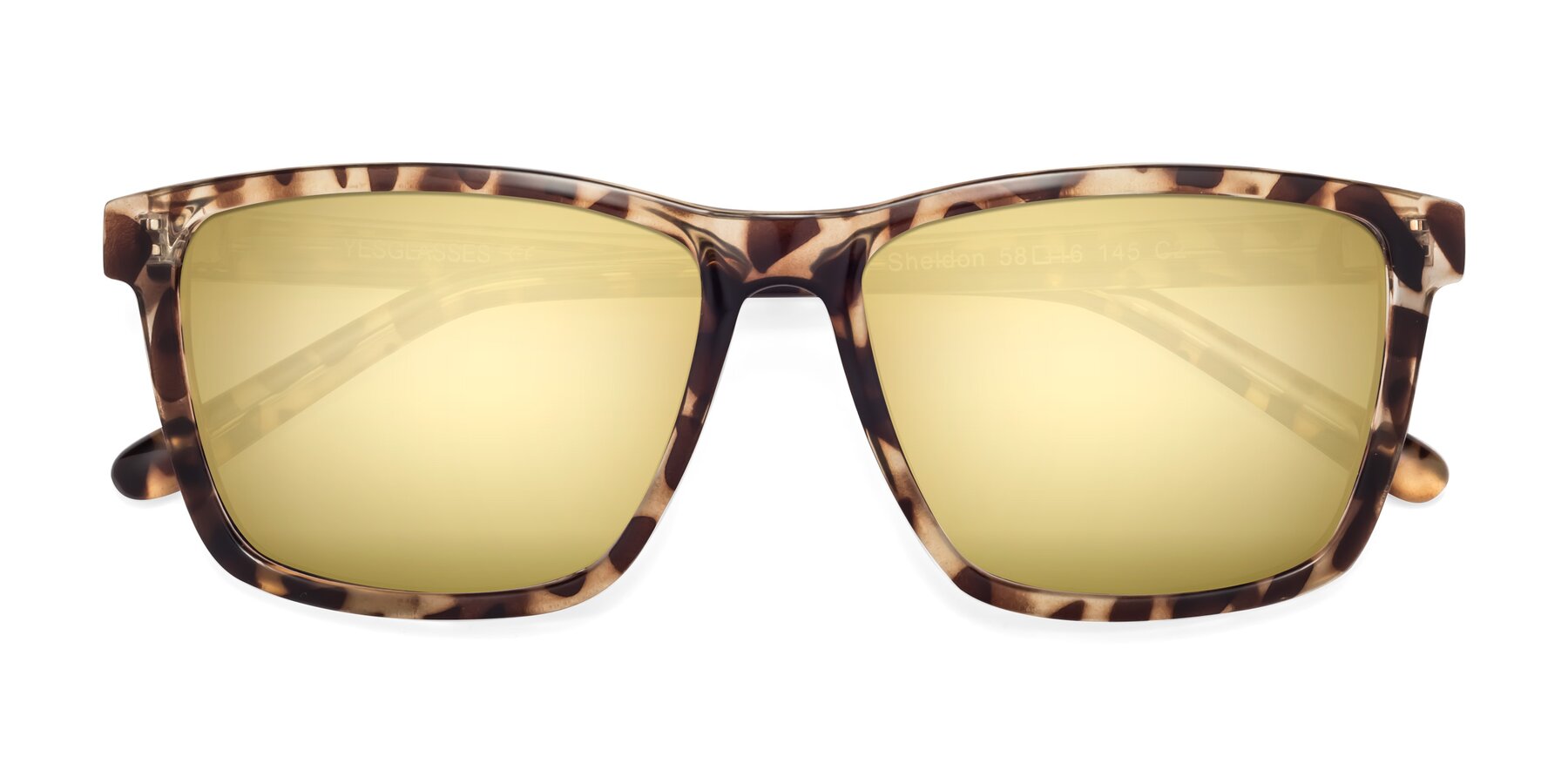 Folded Front of Sheldon in Tortoise with Gold Mirrored Lenses