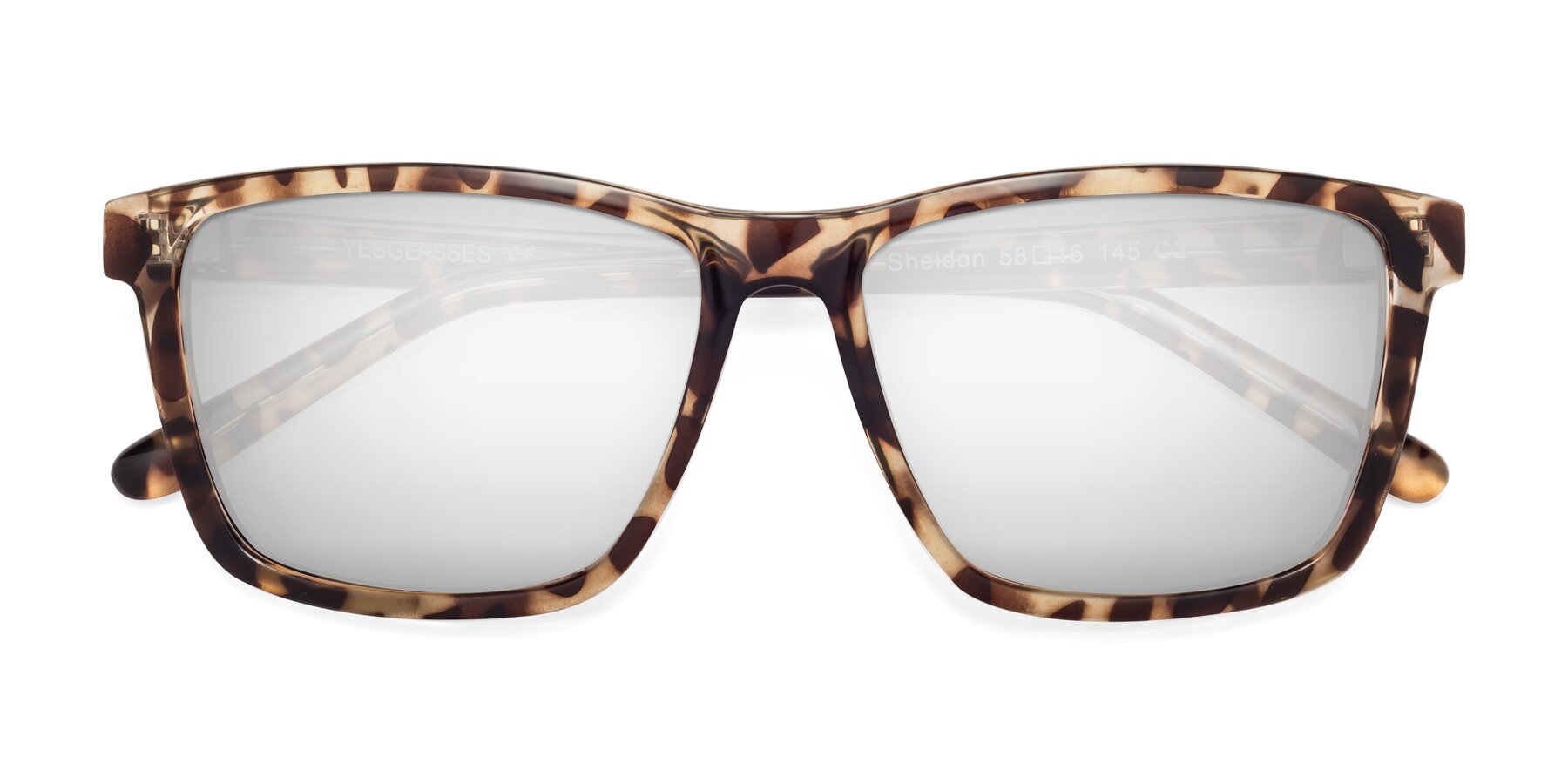Folded Front of Sheldon in Tortoise with Silver Mirrored Lenses
