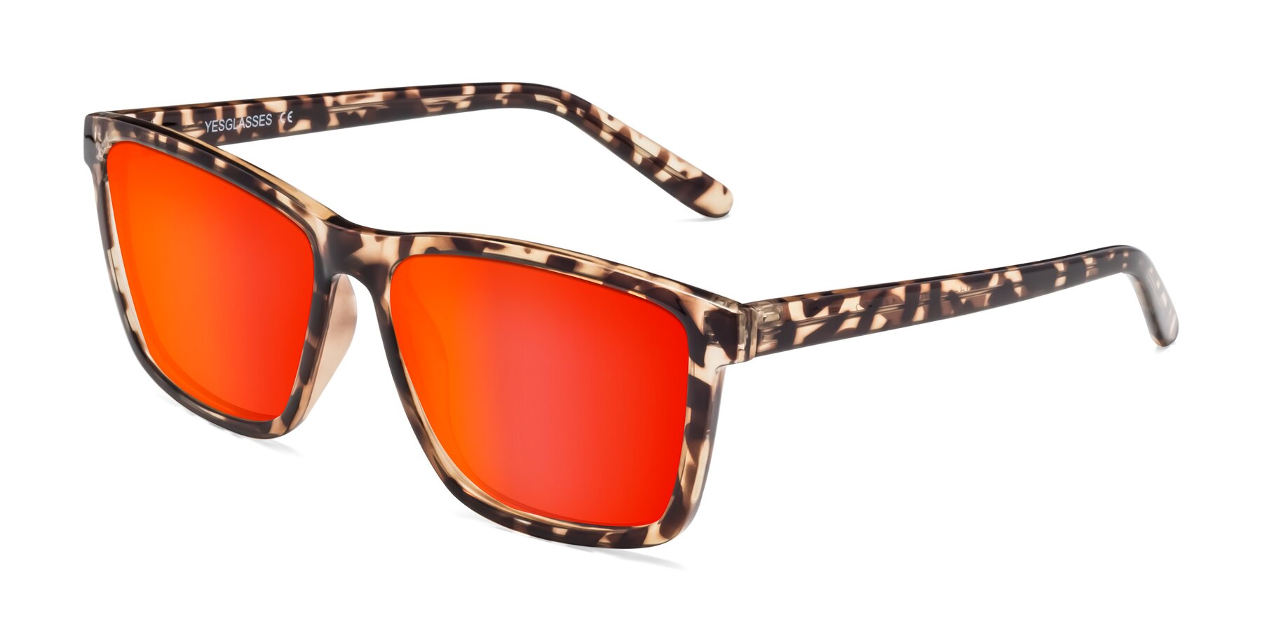 Angle of Sheldon in Tortoise with Red Gold Mirrored Lenses