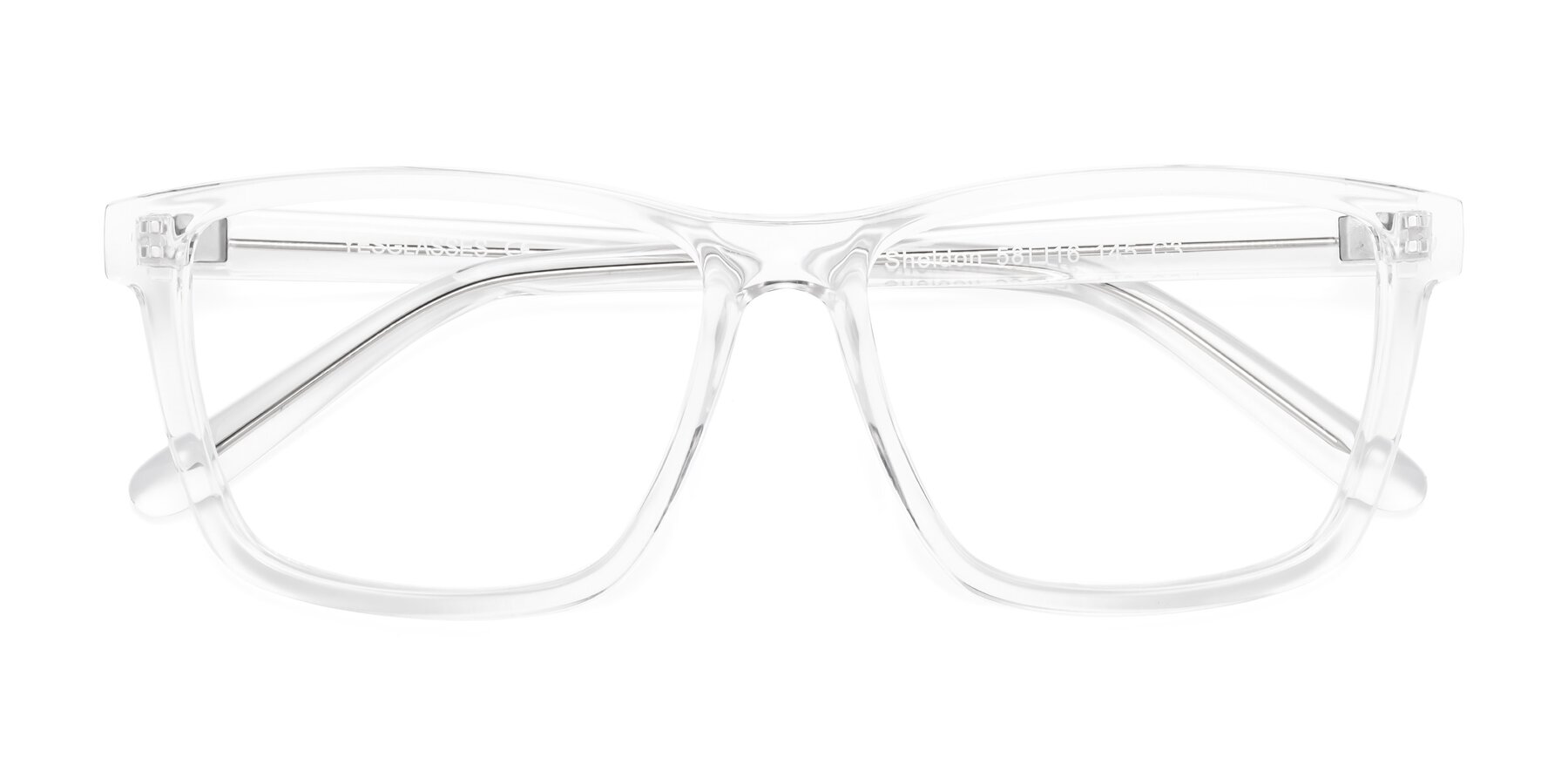 Folded Front of Sheldon in Clear with Clear Reading Eyeglass Lenses