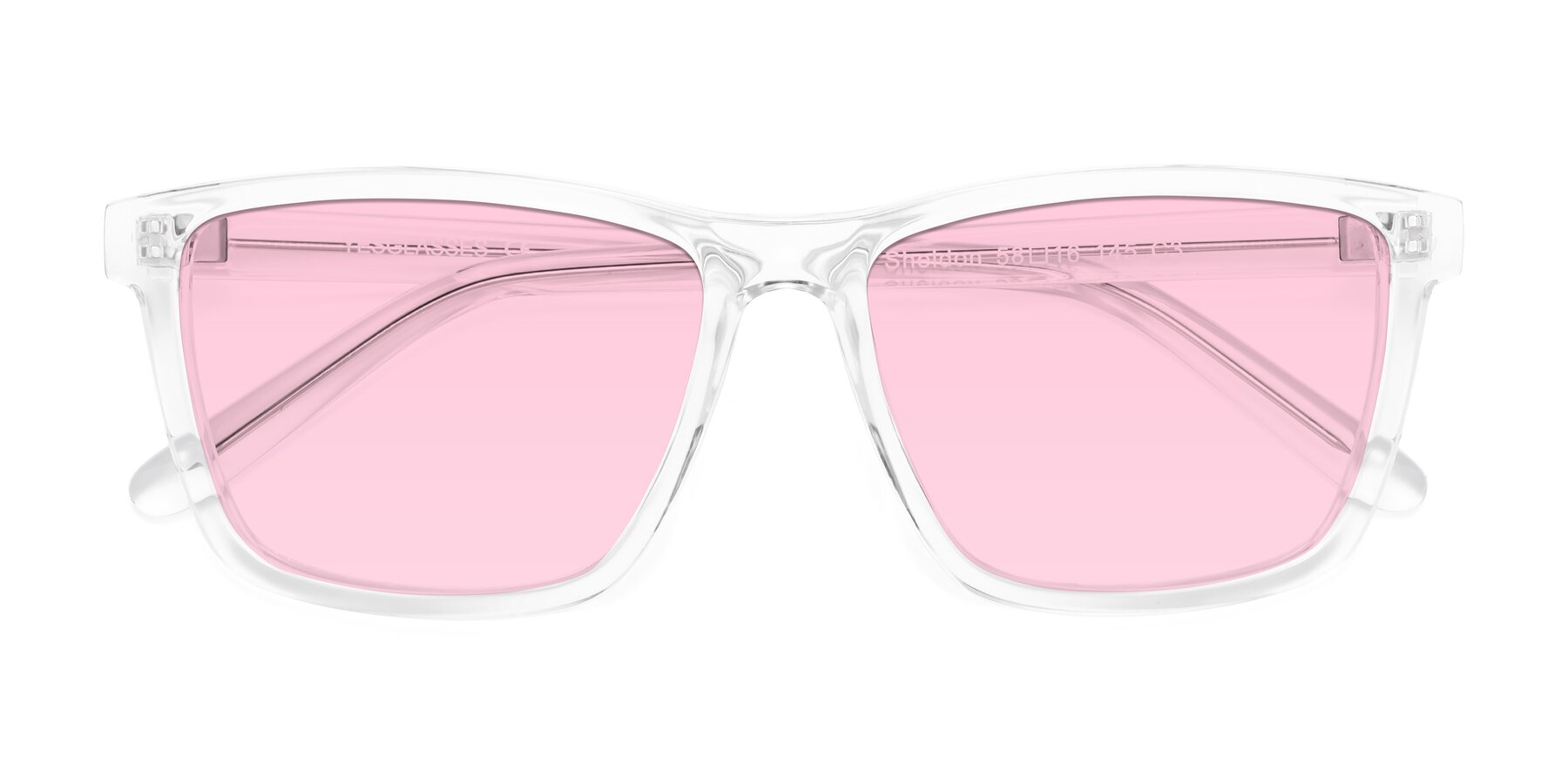 Folded Front of Sheldon in Clear with Light Pink Tinted Lenses