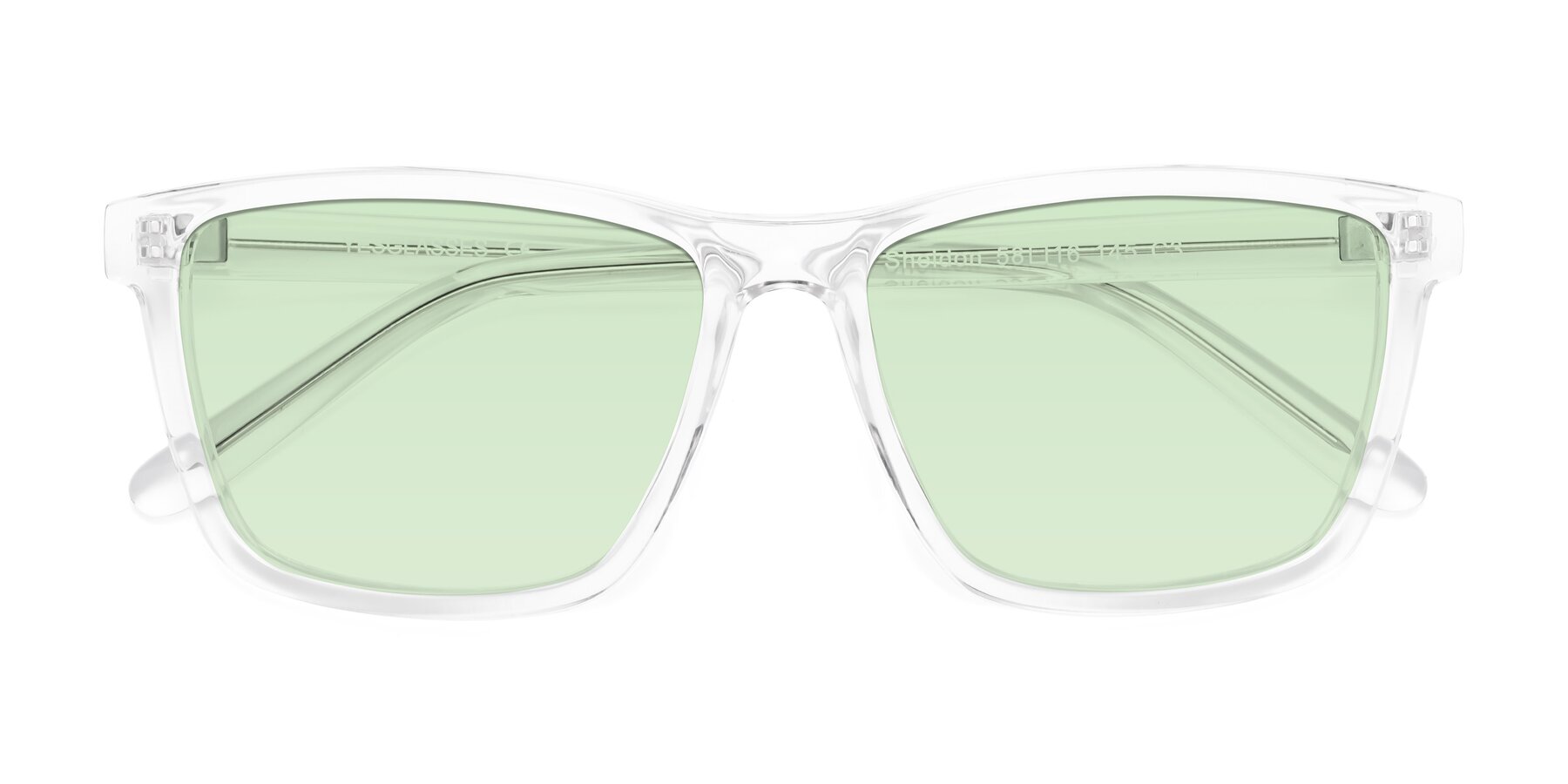 Folded Front of Sheldon in Clear with Light Green Tinted Lenses
