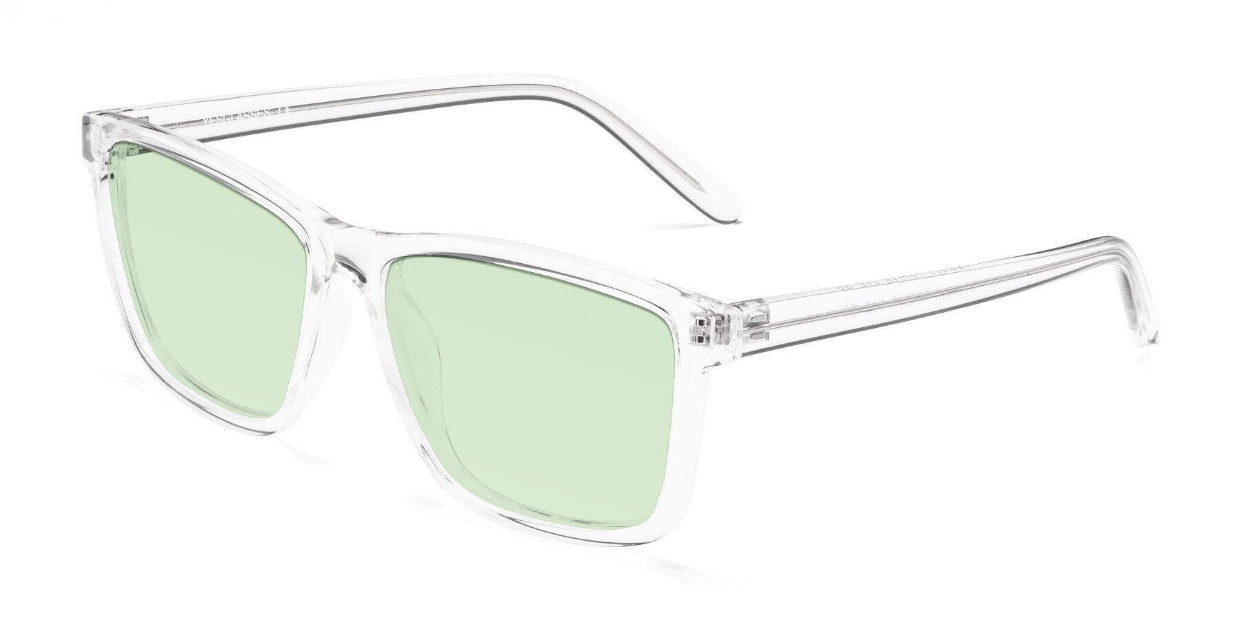 Angle of Sheldon in Clear with Light Green Tinted Lenses