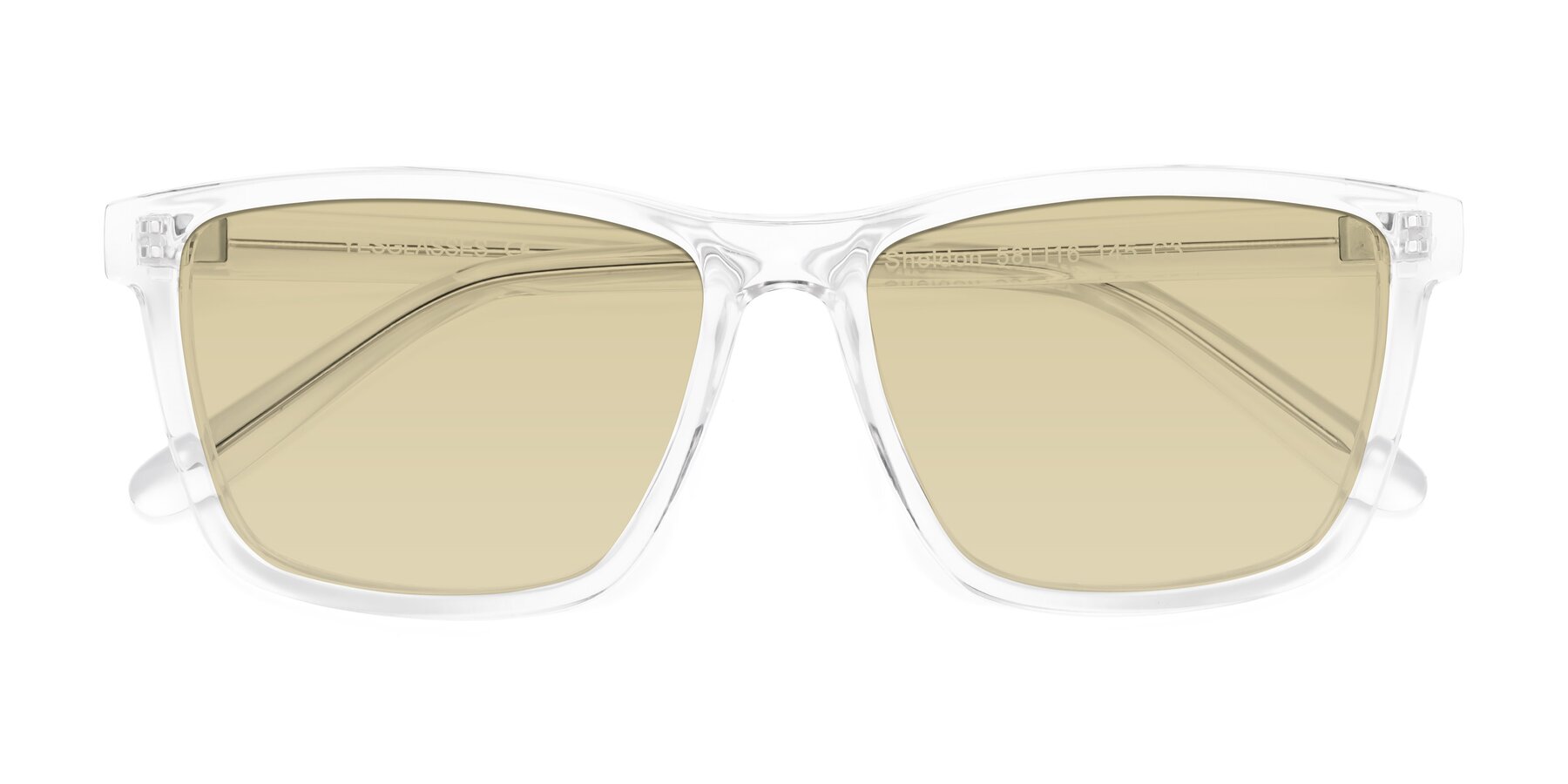 Folded Front of Sheldon in Clear with Light Champagne Tinted Lenses