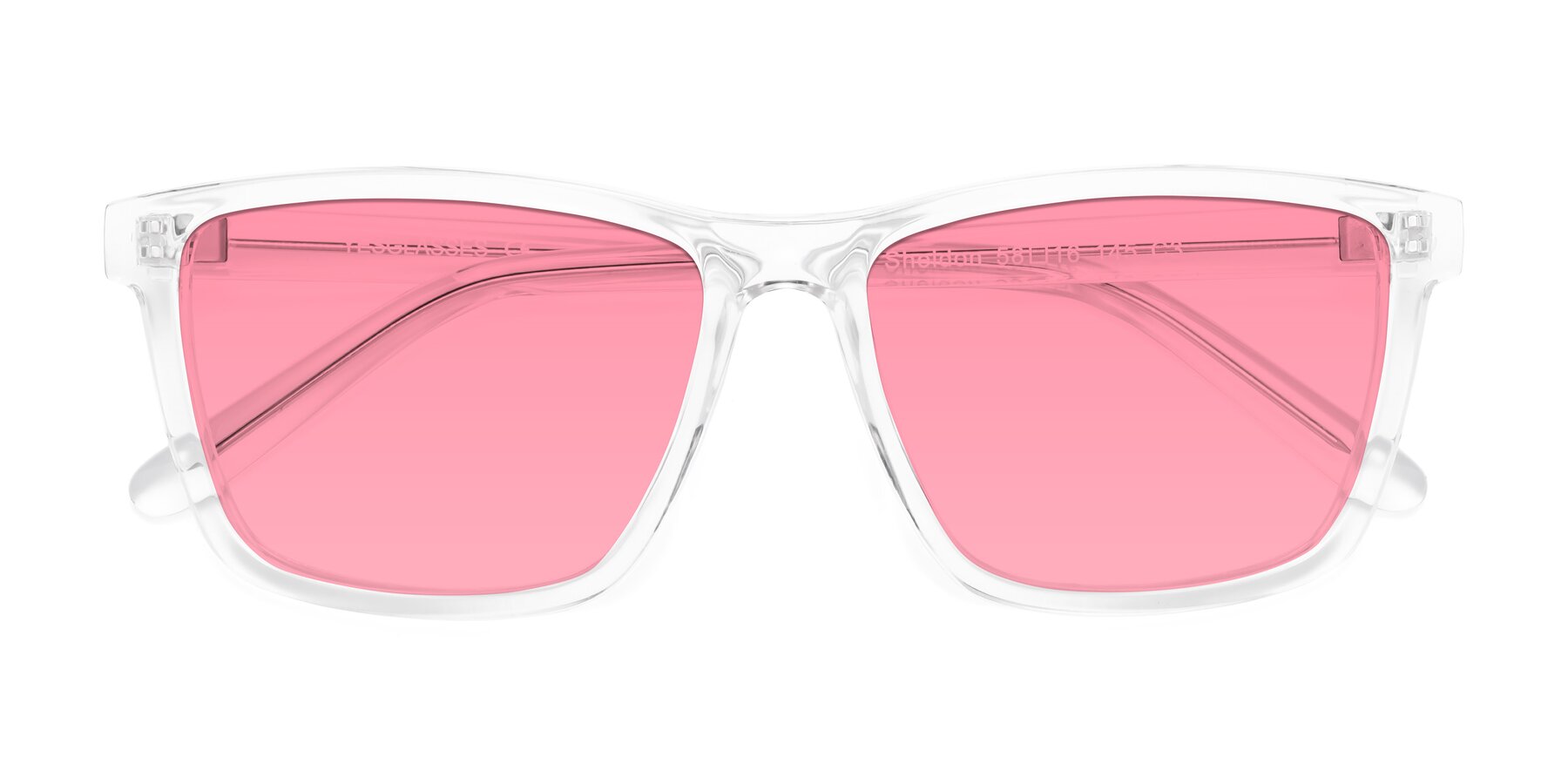 Folded Front of Sheldon in Clear with Pink Tinted Lenses