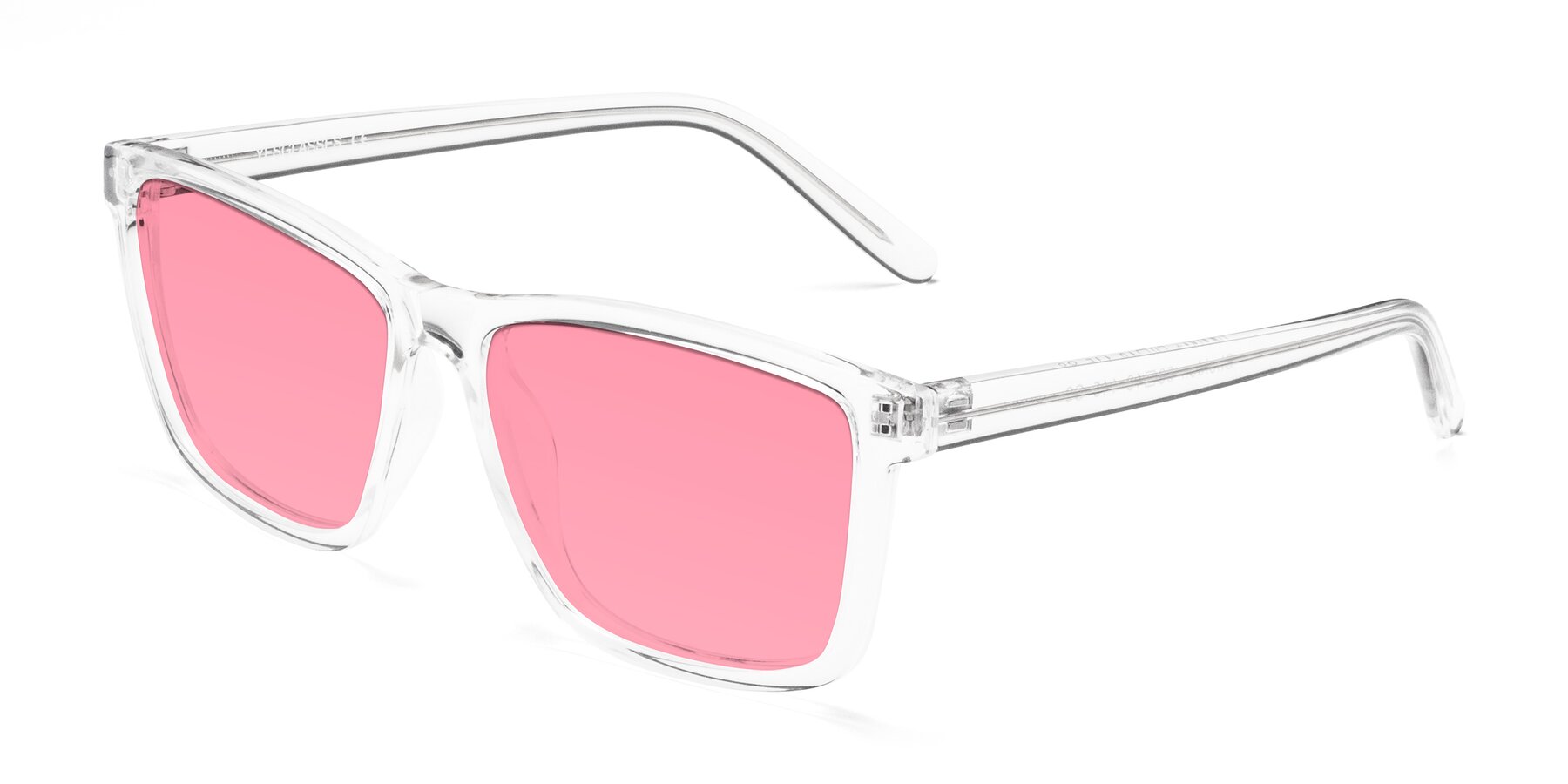 Angle of Sheldon in Clear with Pink Tinted Lenses