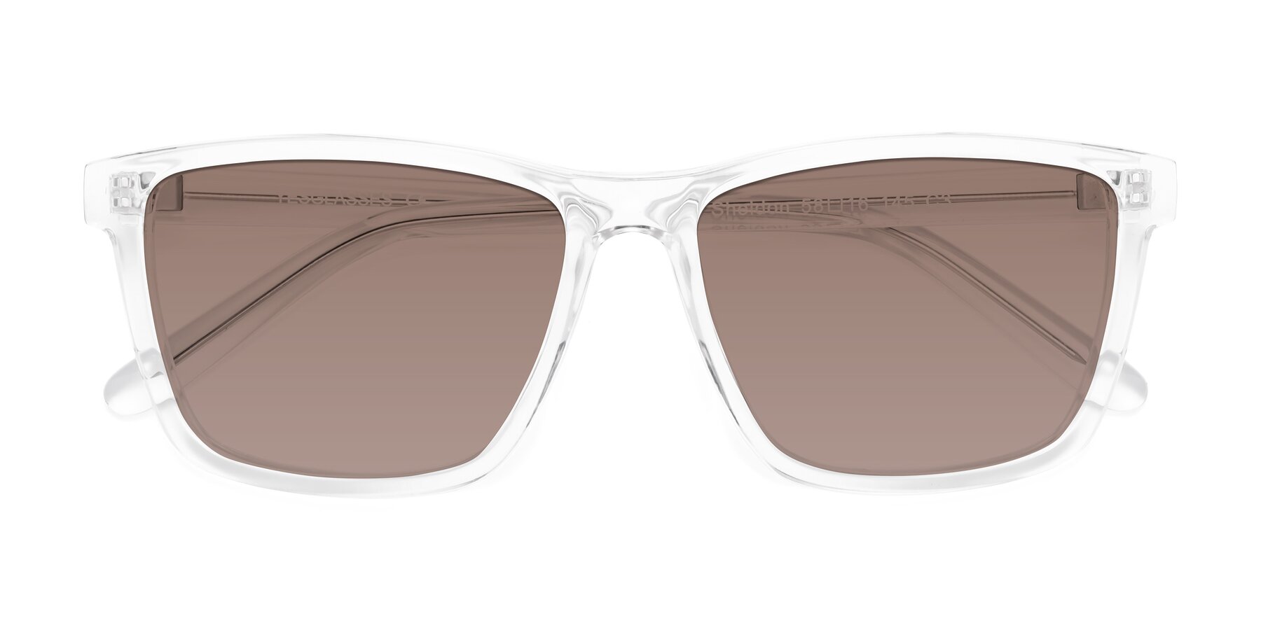 Folded Front of Sheldon in Clear with Medium Brown Tinted Lenses