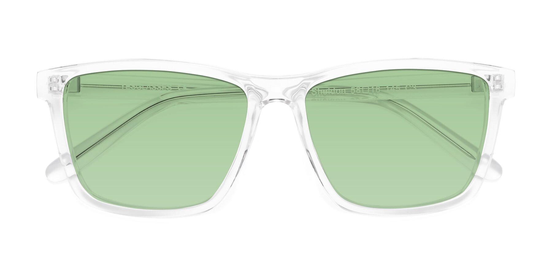 Folded Front of Sheldon in Clear with Medium Green Tinted Lenses