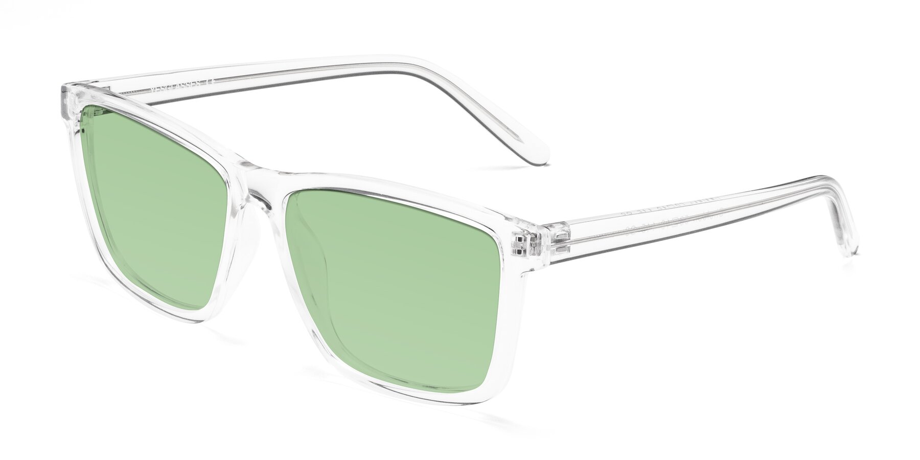 Angle of Sheldon in Clear with Medium Green Tinted Lenses