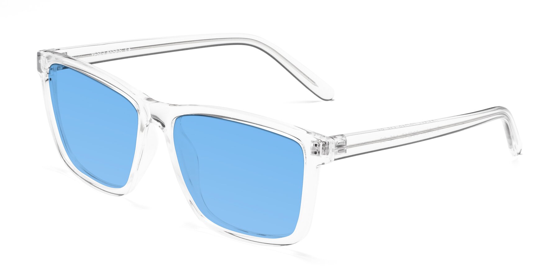 Angle of Sheldon in Clear with Medium Blue Tinted Lenses